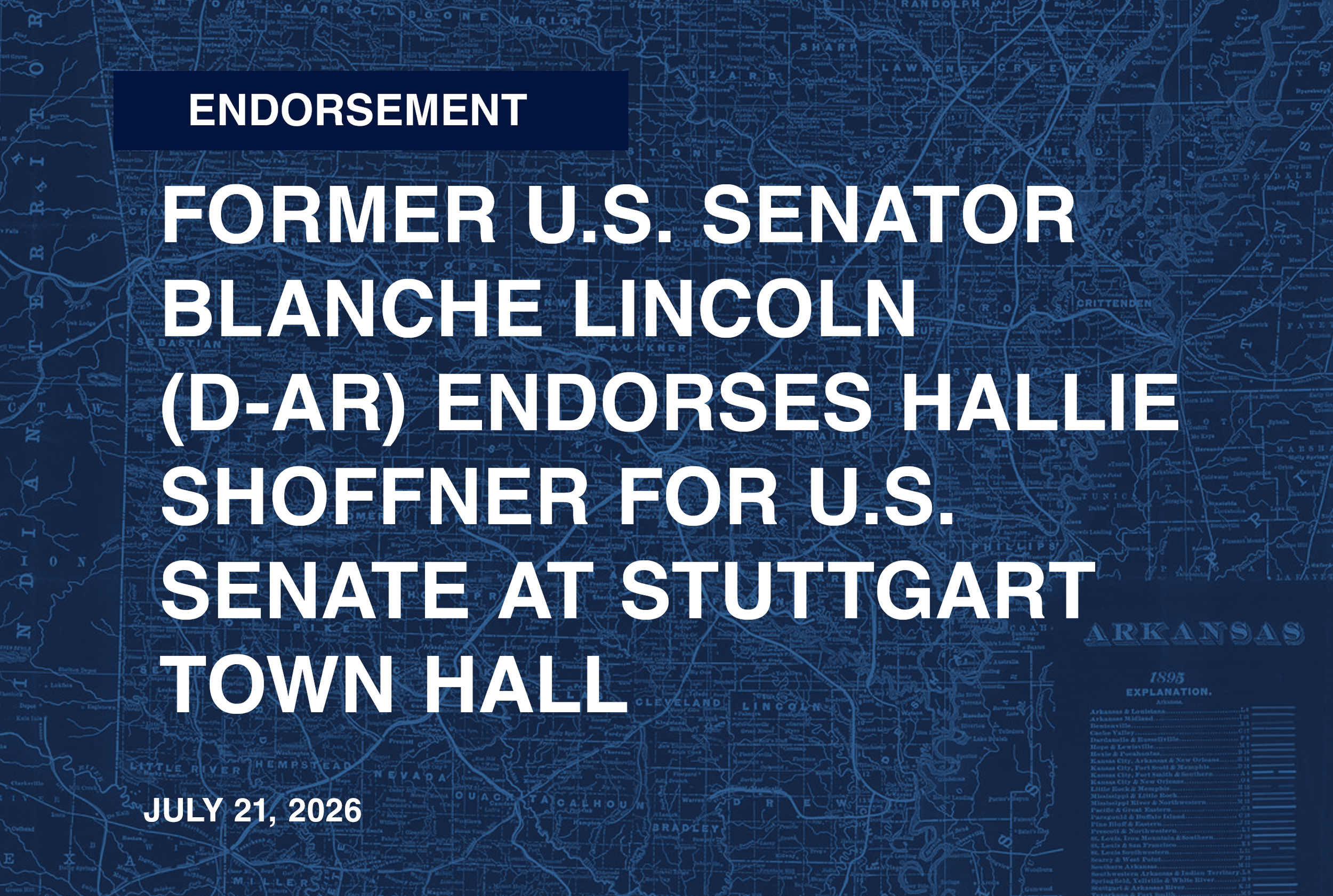 Former U.S. Senator Blanche Lincoln (D-AR) Endorses Hallie Shoffner for U.S. Senate at Stuttgart Town Hall