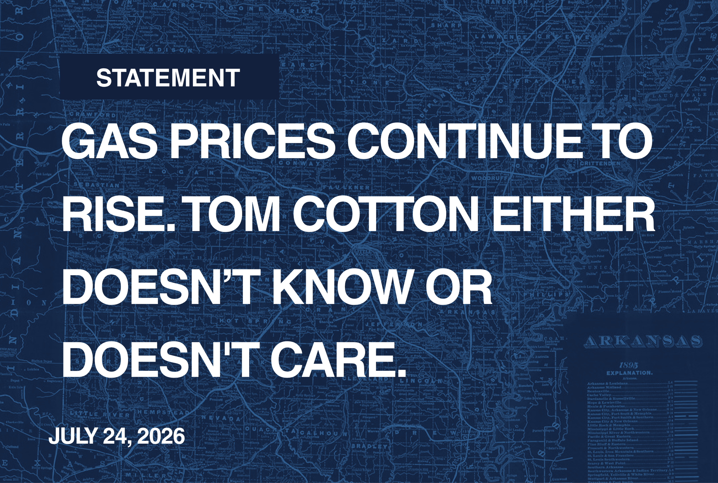Gas Prices Continue to Rise. Tom Cotton Either Doesn’t Know or Doesn't Care.