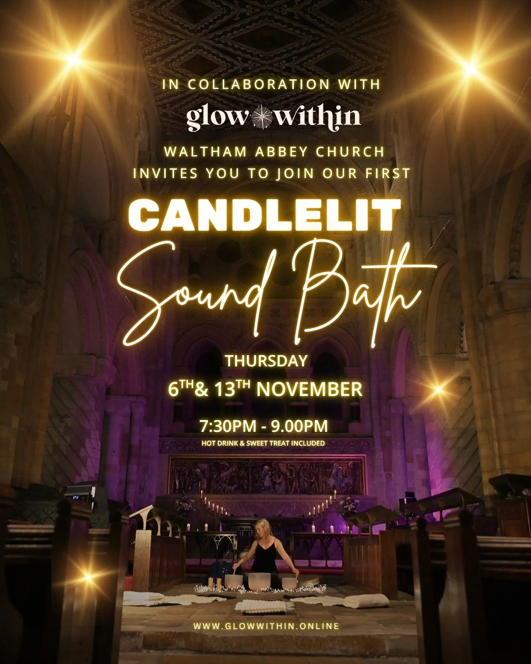 Sound Bath at Waltham Abbey Church😮
I’m so excited for this! 
You know how special the regular monthly Gardens of Hanbury sessions are - surrounded by trees, stillness, and the sounds of nature? This is a completely different kind of special