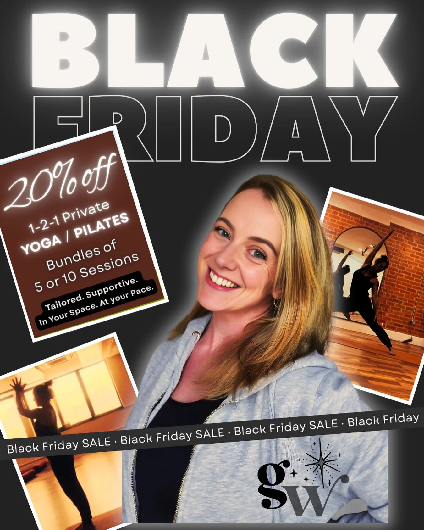 ⭐️ BLACK FRIDAY WELLNESS ⭐️ 

20% off Private Yoga &amp; Pilates Bundles

I haven&rsquo;t spoken about my 1-2-1 sessions for a while. Life has been full, my schedule has been tight, and I&rsquo;ve poured so much energy into classes and community. 

B