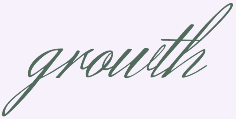 The word 'growth' written in cursive font on a light background.