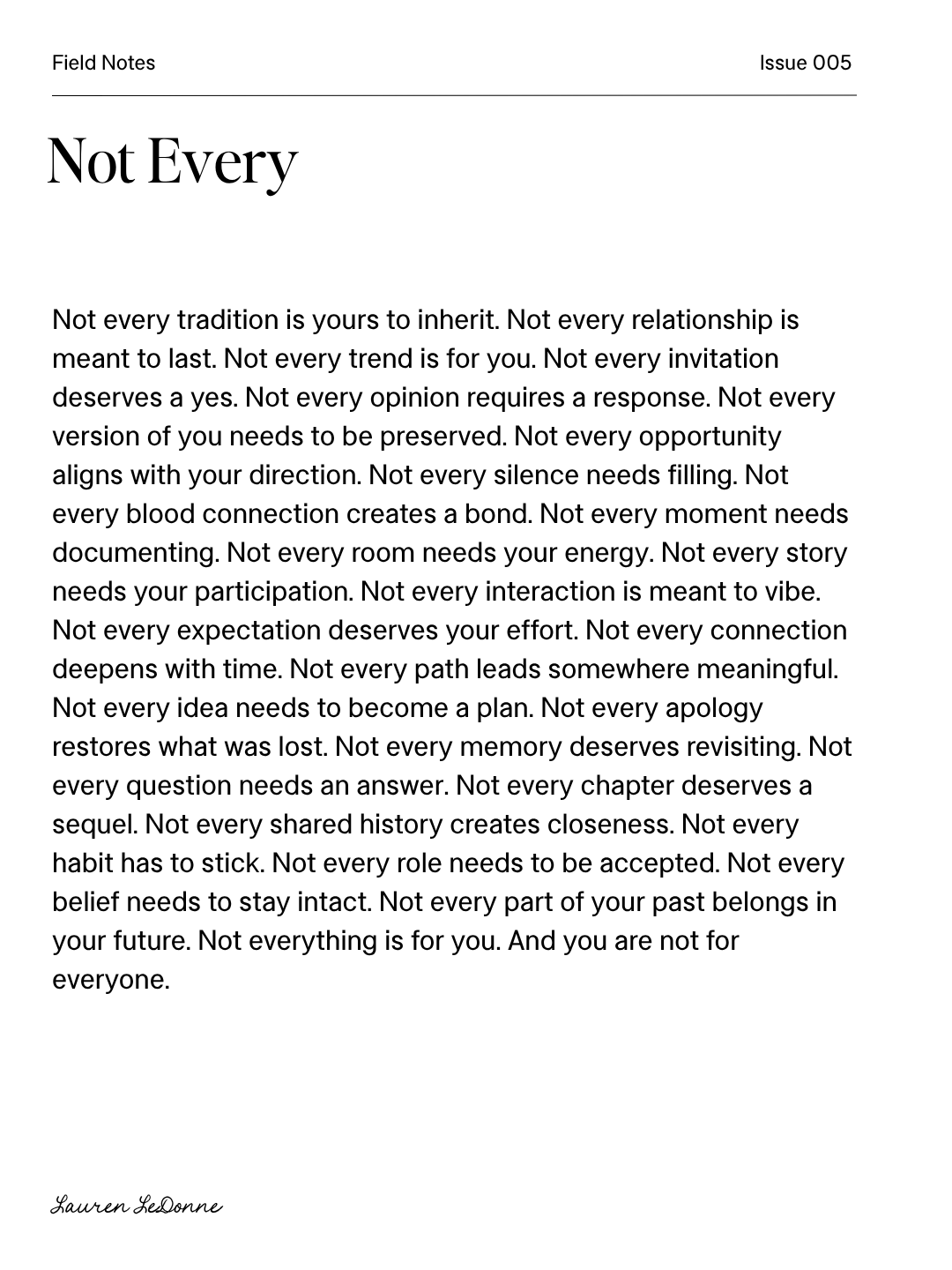 Field Notes 005