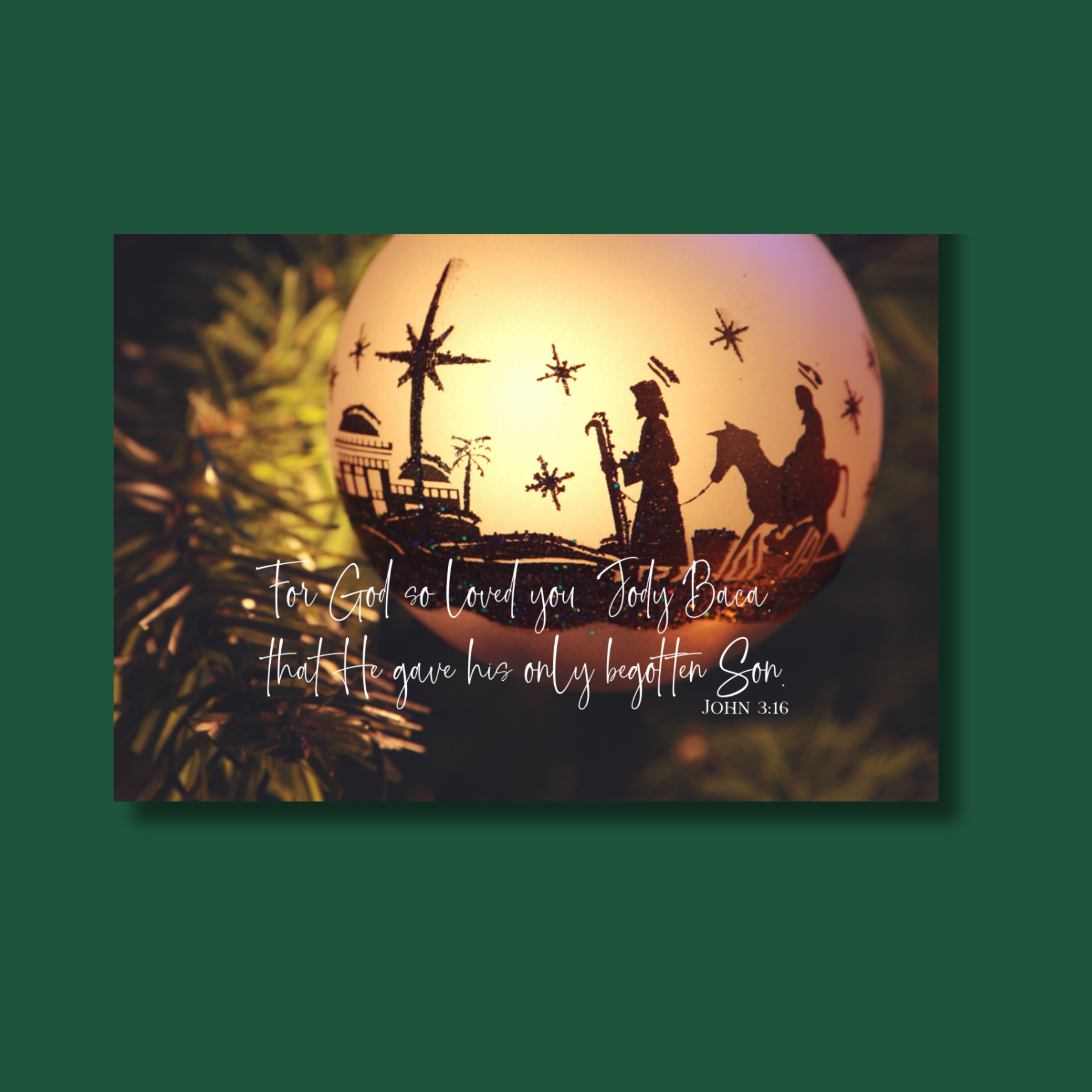 Personalized Christmas Card Nativity Ornament
