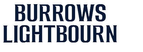 Text logo with the words 'BURROWS LIGHTBOURN' in bold navy blue letters.