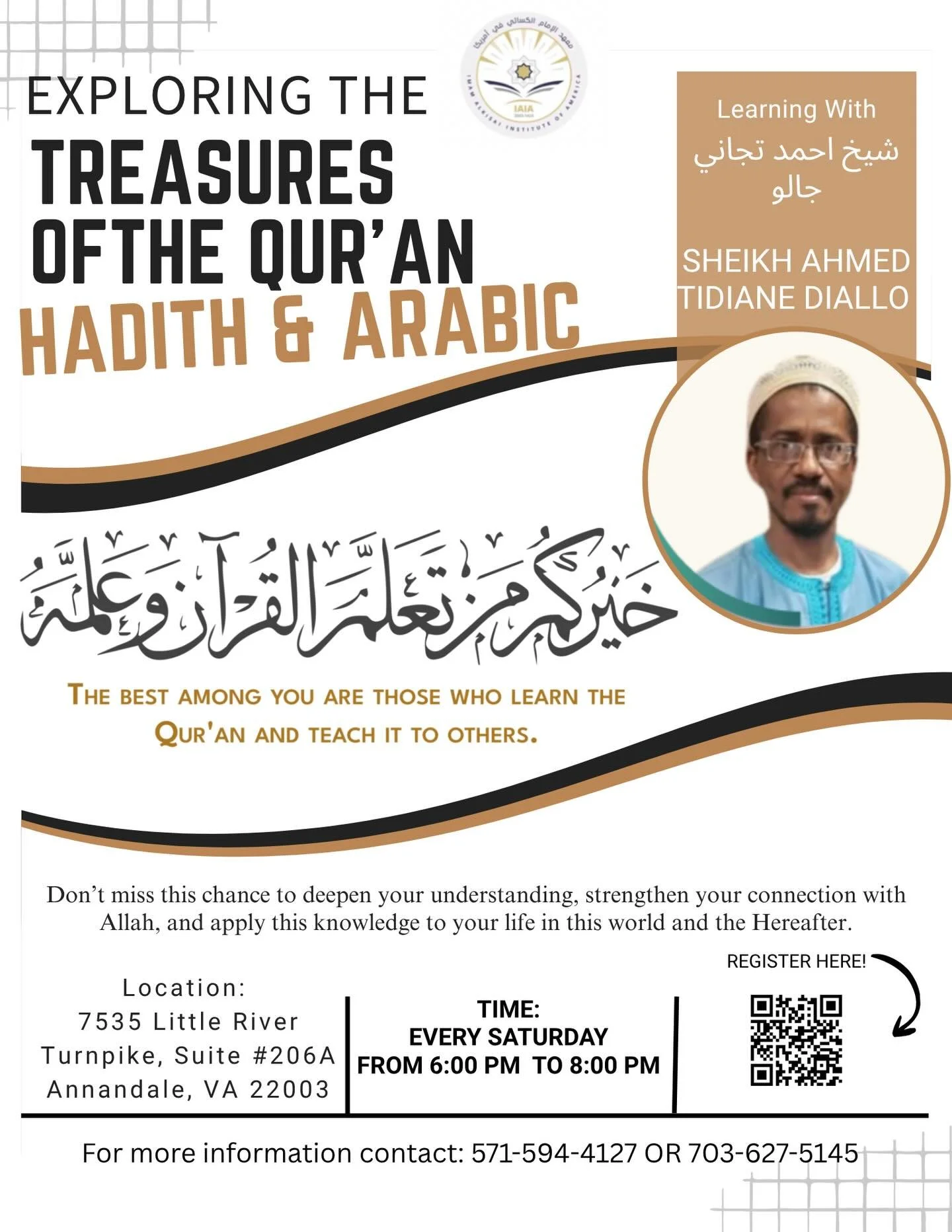 Explore the Treasures of the Qur&rsquo;an, Hadith &amp; Arabic 

Looking for a way to reconnect, grow your knowledge, and strengthen your imaan in a consistent and meaningful way? This is your sign 

Join us every Saturday for a powerful weekly gathe