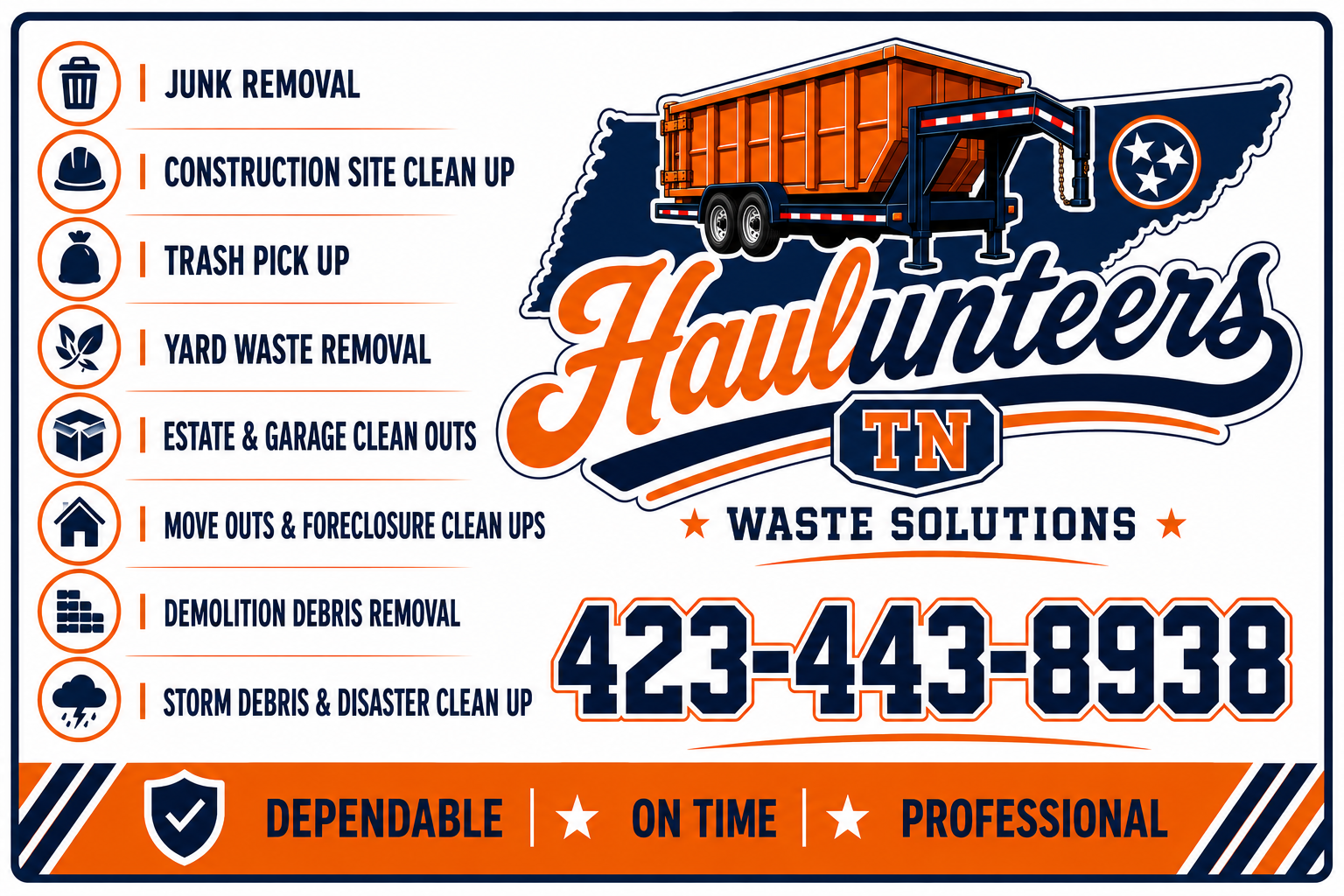 TN Haulunteers Waste Solutions dumpster rental and junk removal services in East Tennessee