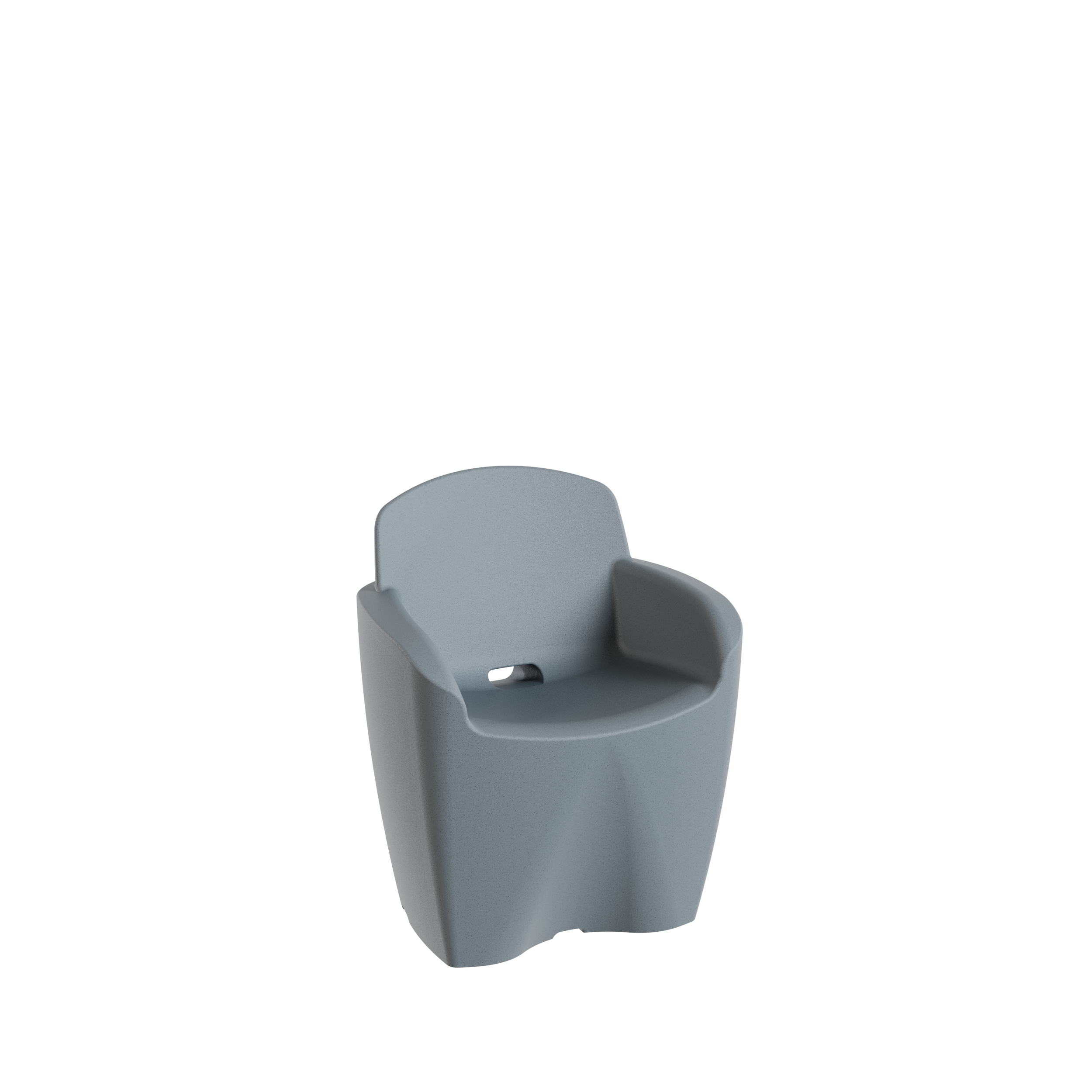 Une chaise beige avec des accoudoirs, vue de côté, sans occupant