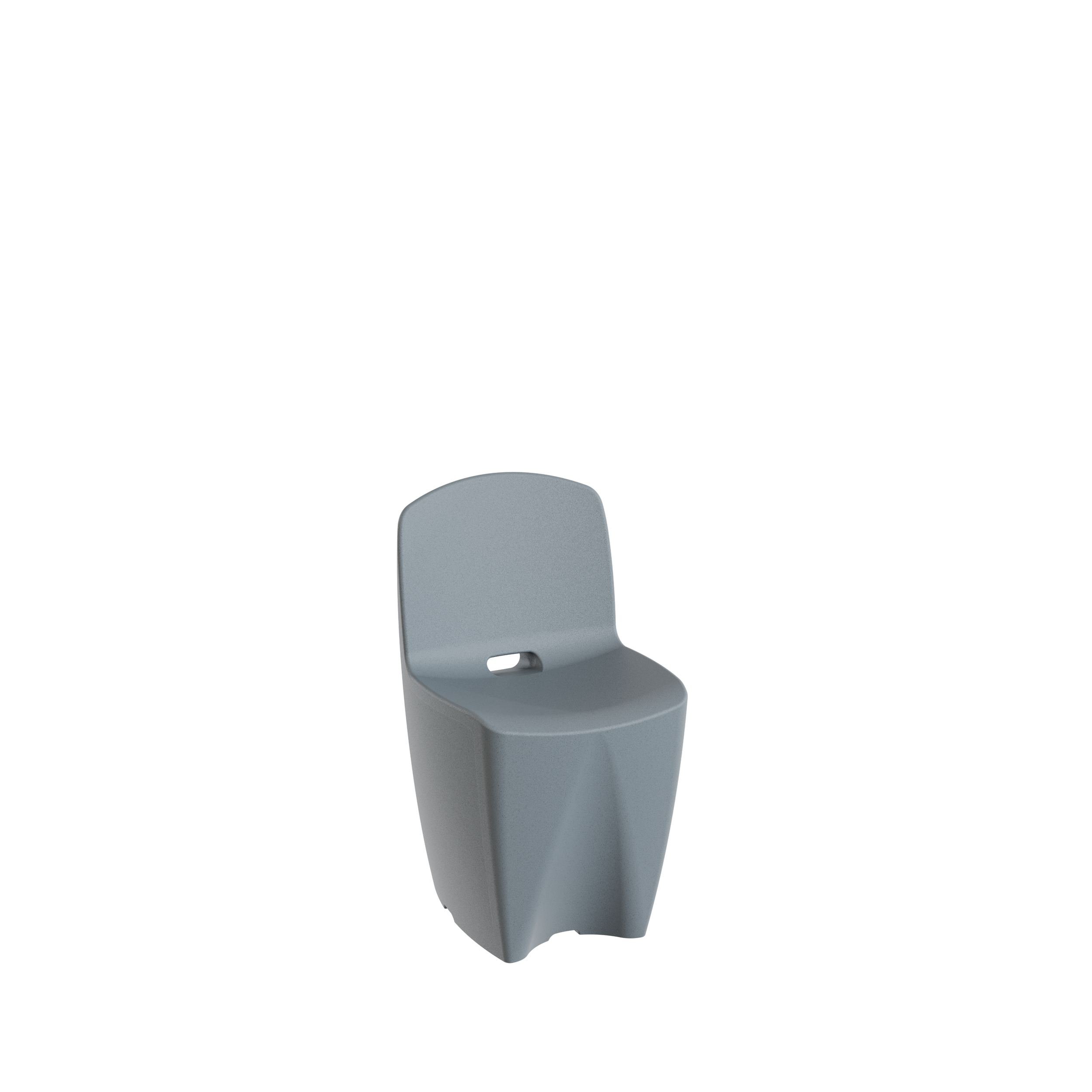 Chaise blanche moderne avec un trou à l'appui-tête. Fond noir.