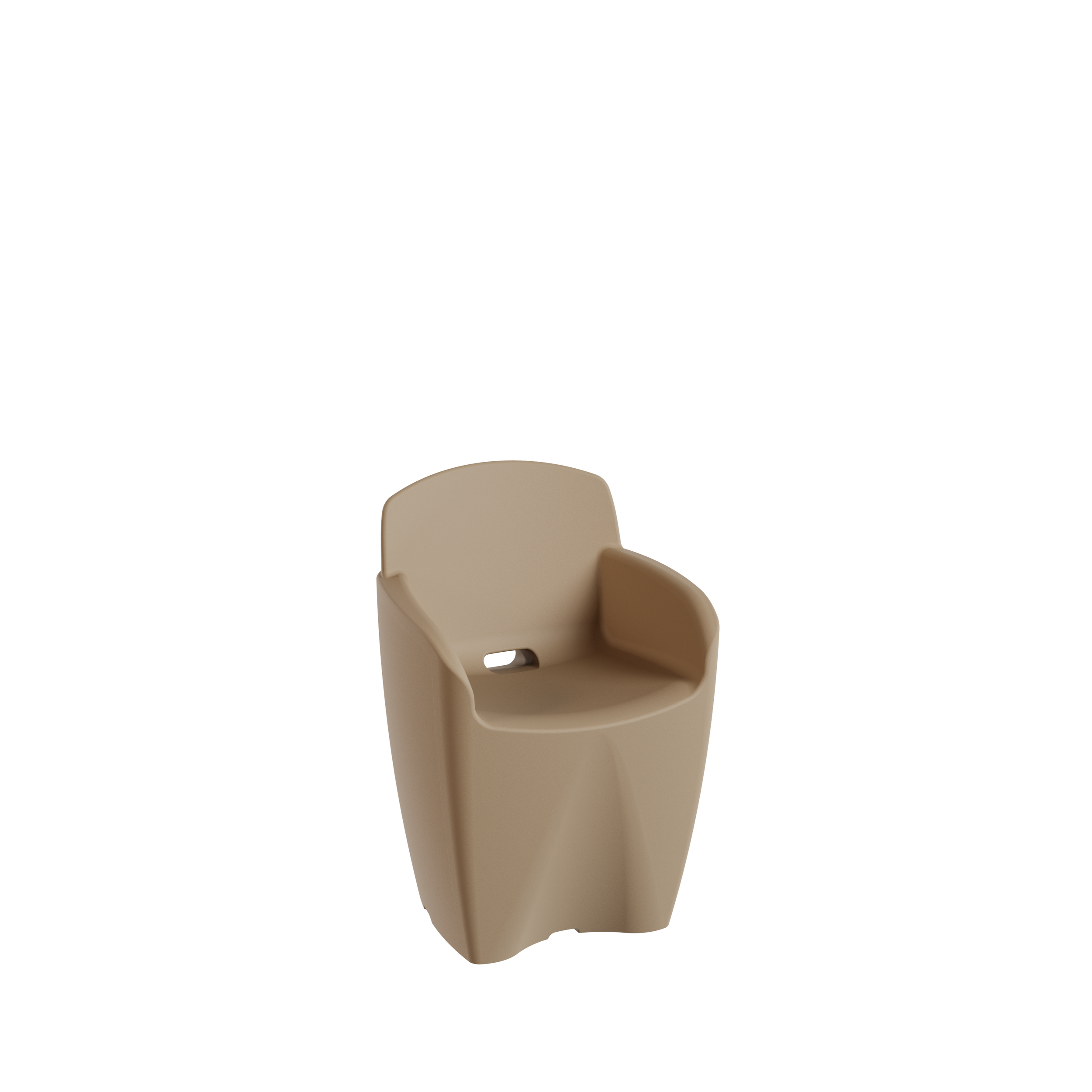 Packshot 3D, Visuel 3D, CGI , E- commerce  Chaise beige avec accoudoirs intégrés et ouverture pour le lavage.