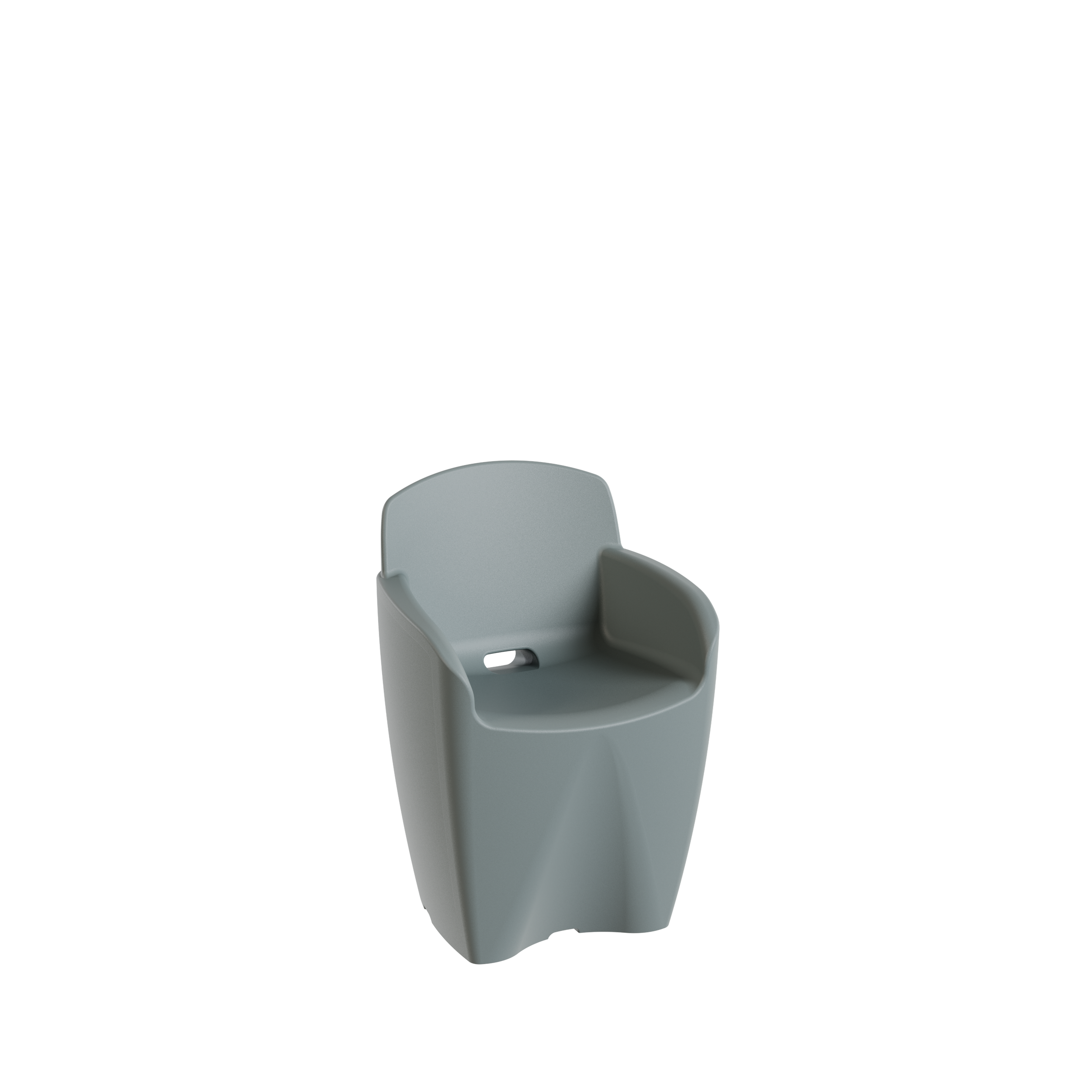 Packshot 3D, Visuel 3D, CGI , E- commerce Une poubelle de tri avec un design moderne, de couleur grise, placée sur un fond noir.