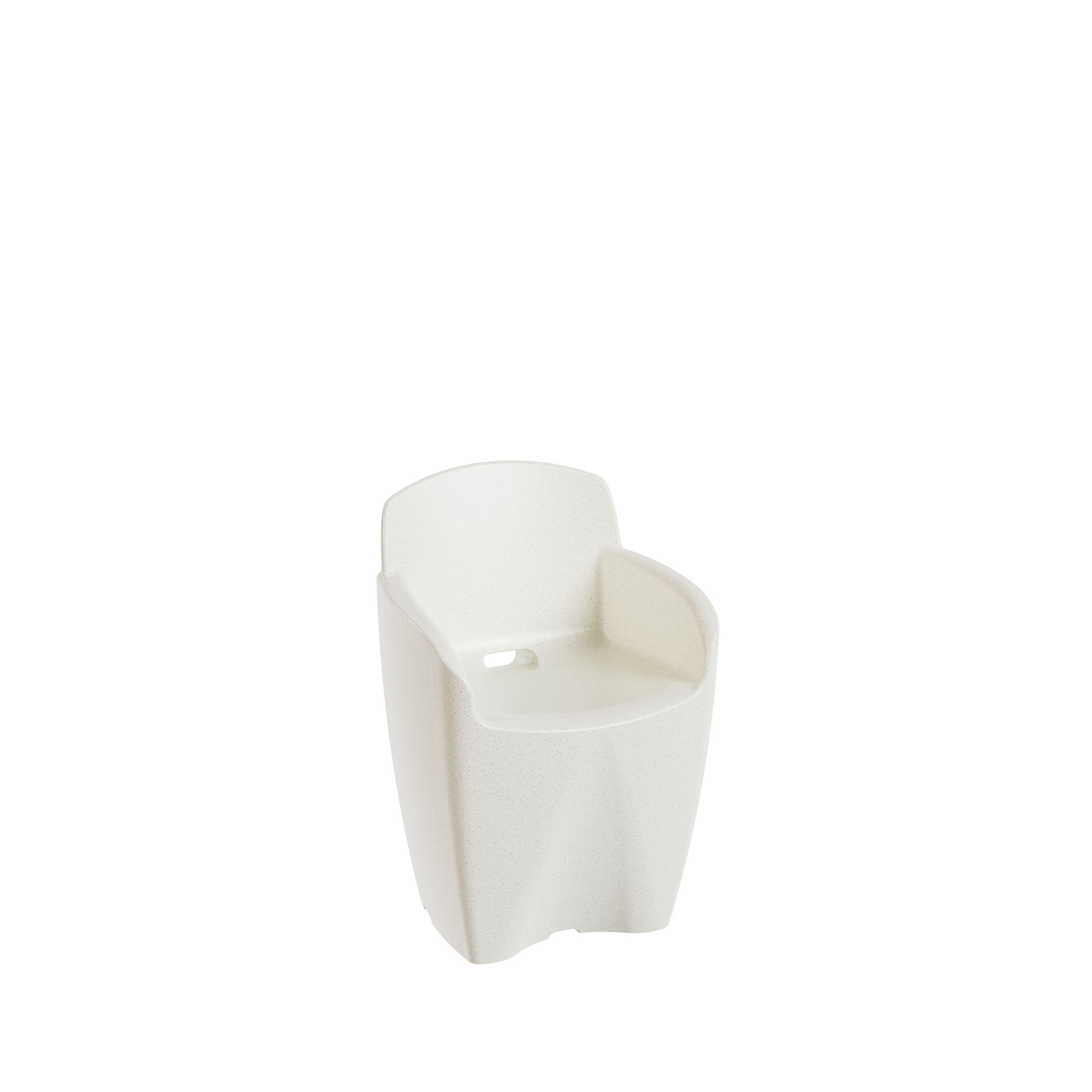 Packshot 3D, Visuel 3D, CGI , E- commerce Une chaise blanche en plastique, conçue probablement pour les enfants.