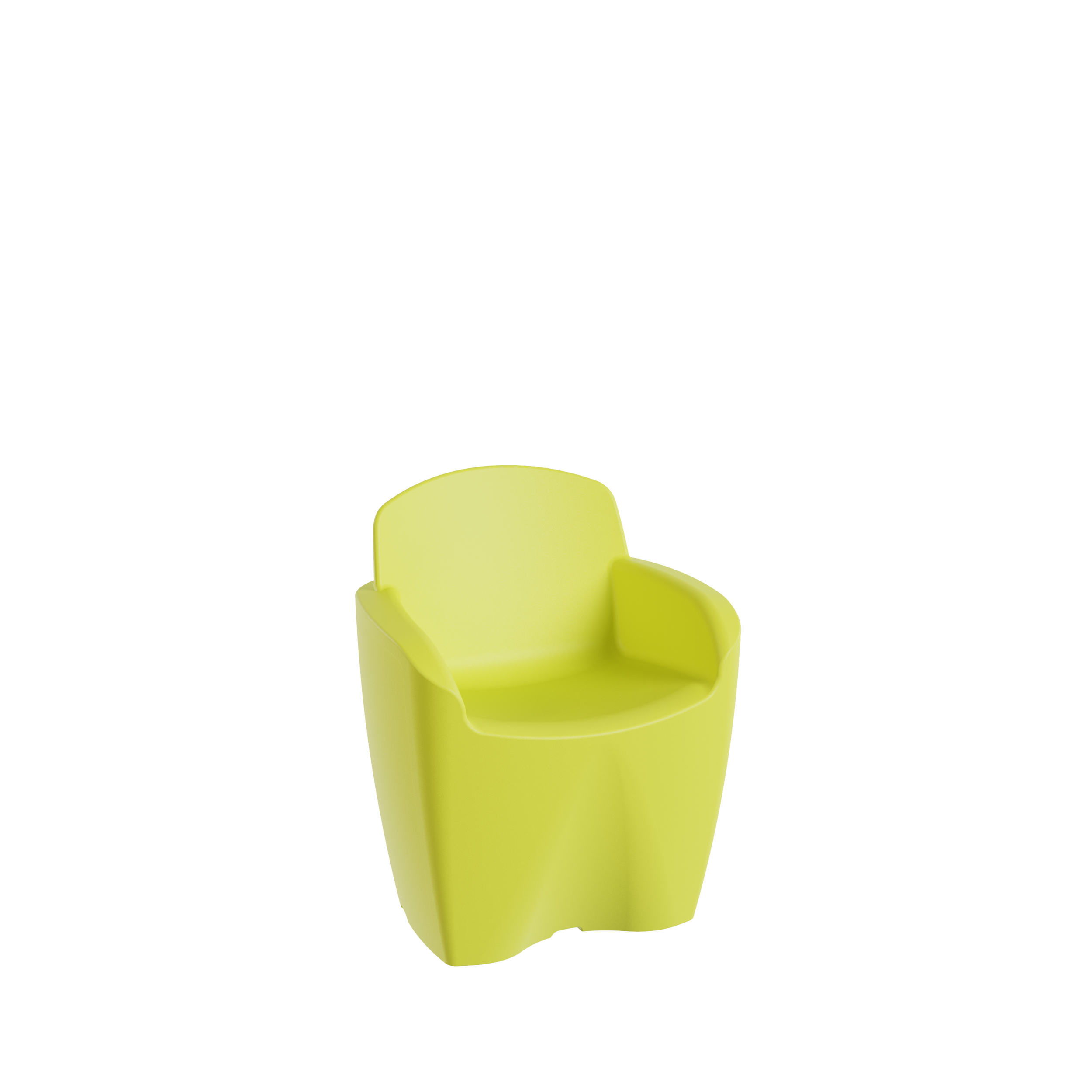 Une petite chaise jaune vif en plastique.
