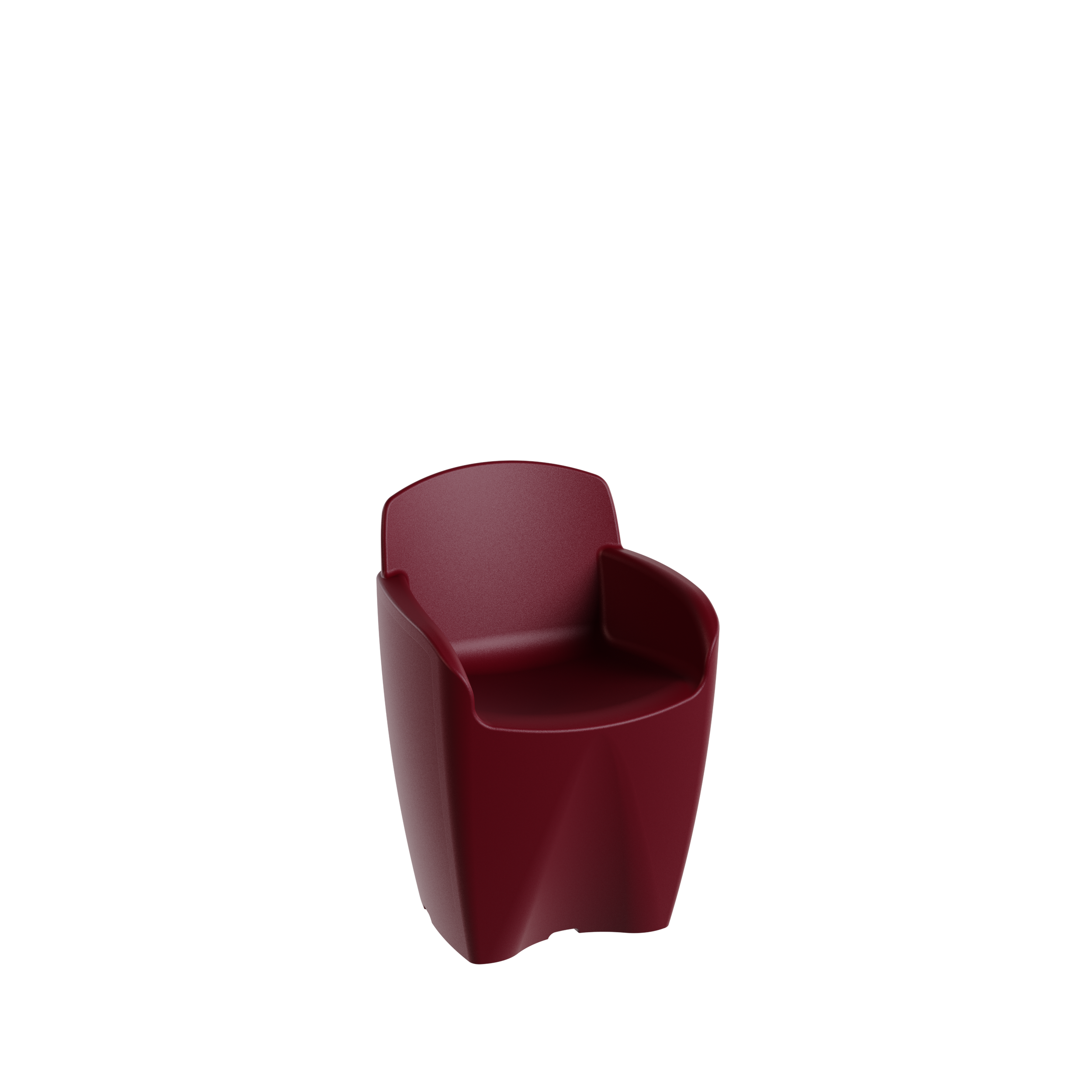 Packshot 3D, Visuel 3D, CGI , E- commerce Fauteuil rouge en plastique avec accoudoirs.