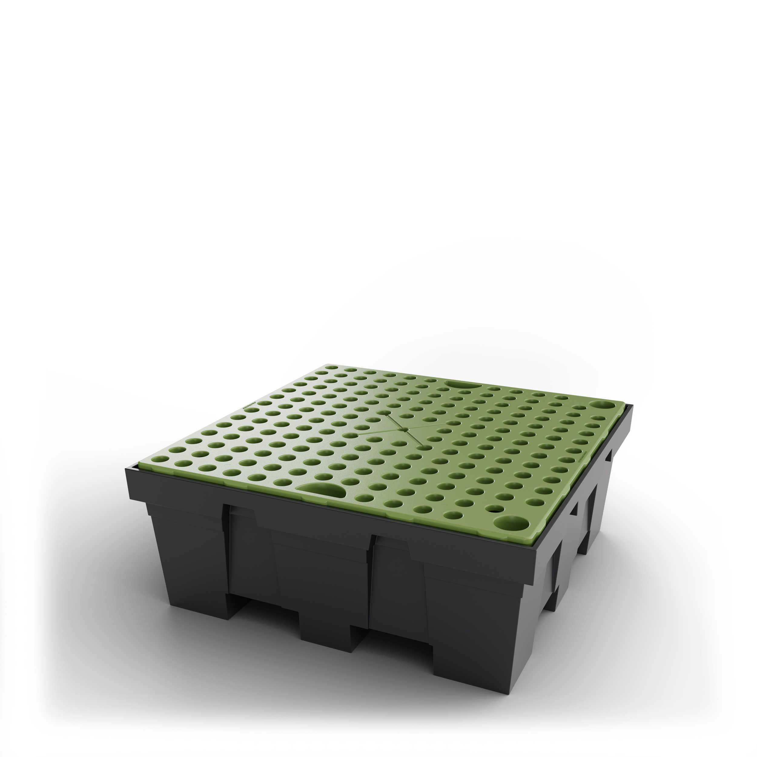 Packshot 3D, Visuel 3D, CGI , E- commerce Haut de france, St-Omer, Lille, Paris, Cote d'Opale, Dunkerque, Arras surface perforée verte sur une base noire, isolé sur fond noir.