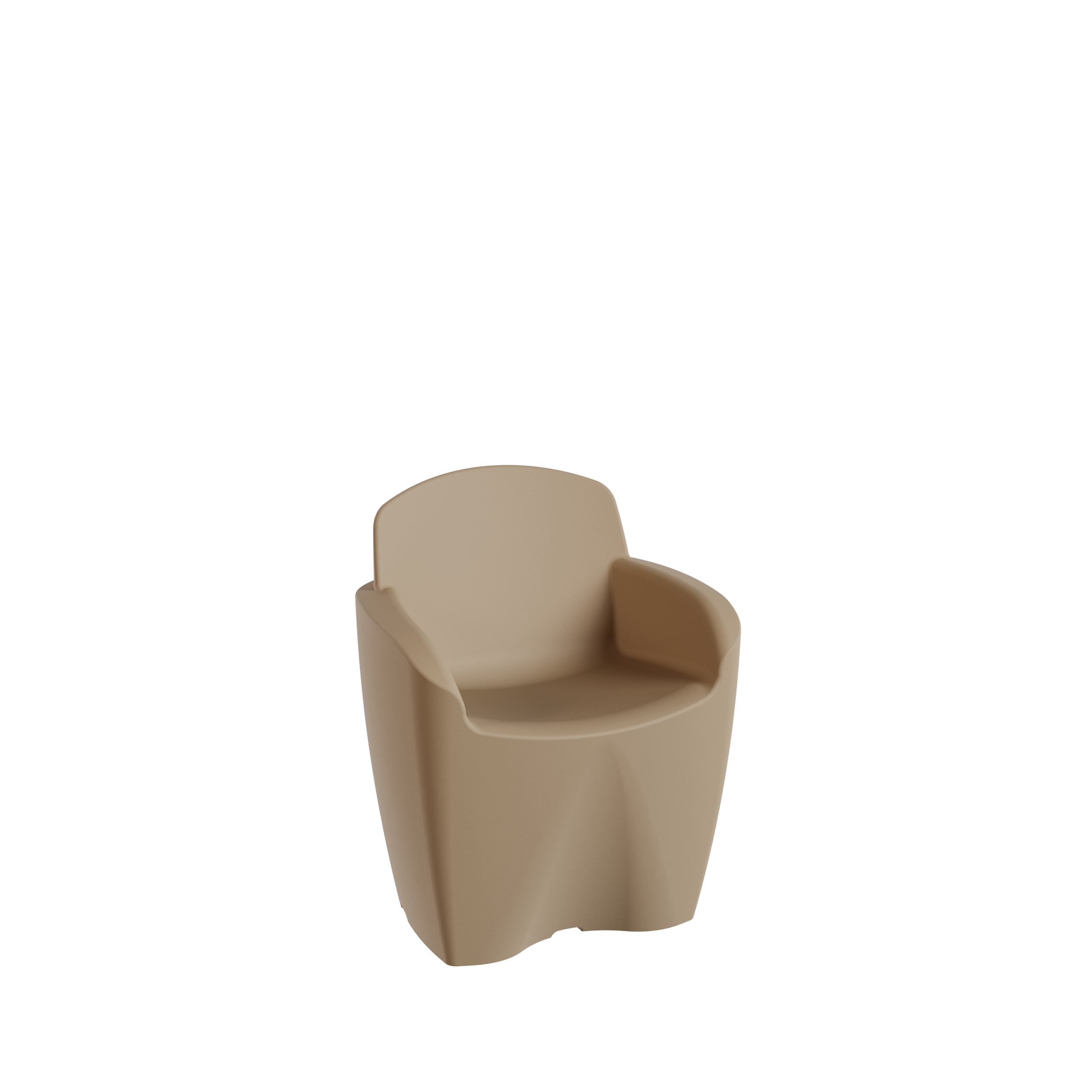 Chaise en plastique beige avec dossier et accoudoirs