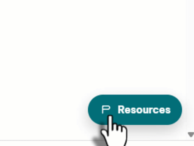 Resources button with glossary and checklist options.