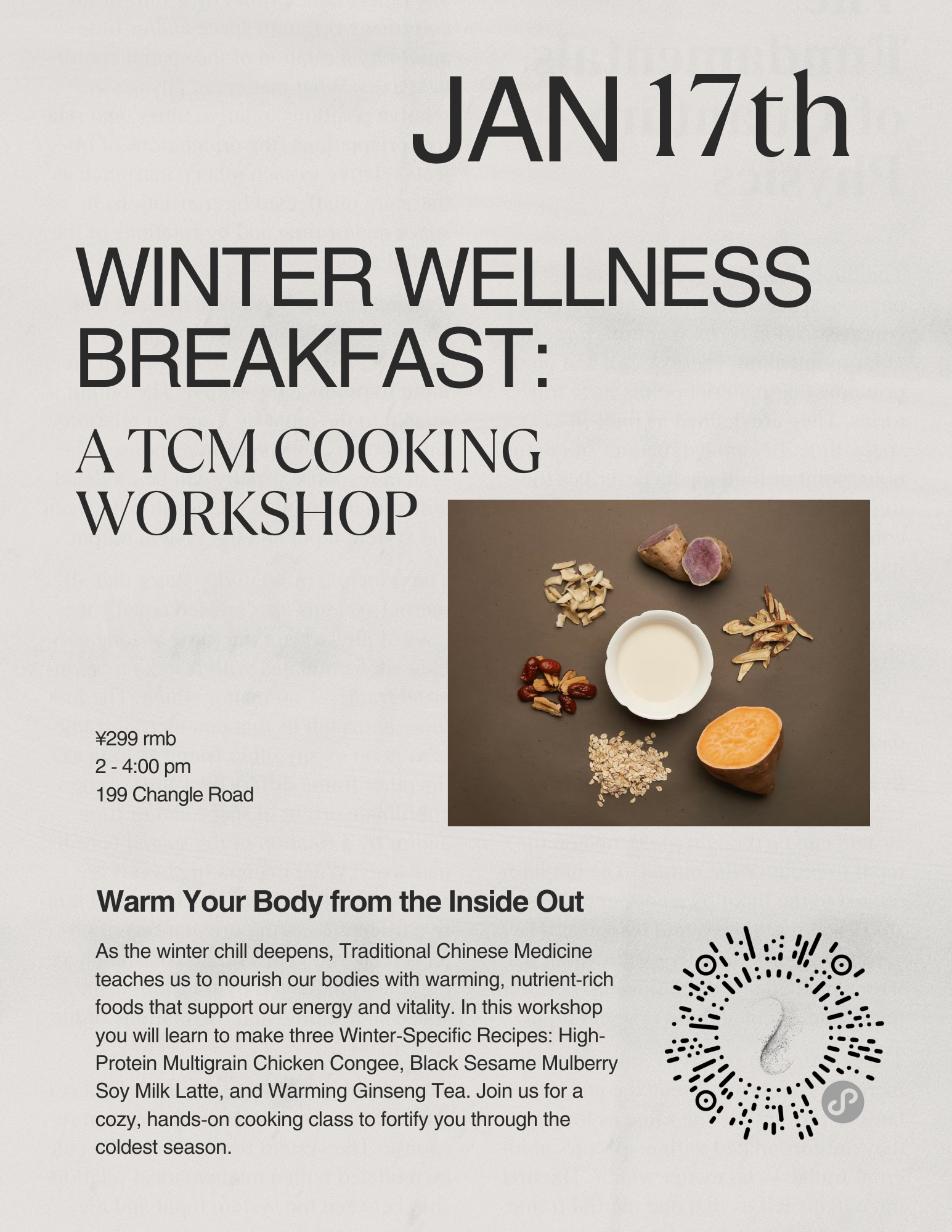 1/17 Winter Wellness Breakfast: A TCM Cooking Workshop