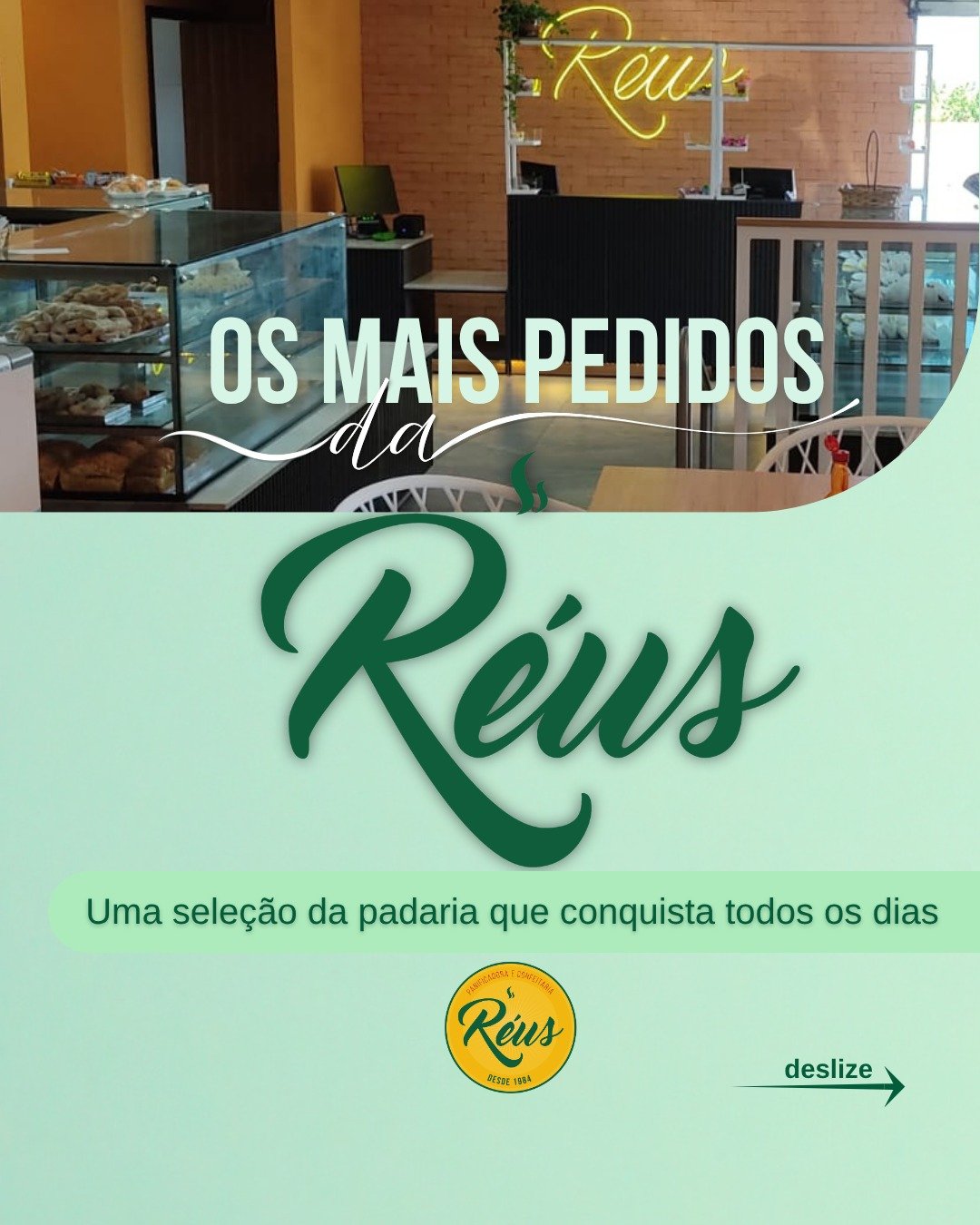 A vitrine da nossa padaria est&aacute; repleta de op&ccedil;&otilde;es deliciosas.

Essa &eacute; a sele&ccedil;&atilde;o dos mais pedidos ... e n&atilde;o &eacute; &agrave; toa 😜

Cada detalhe, cada sabor&hellip; pensado para transformar momentos s