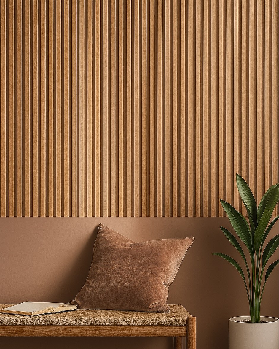Light Oak Slat Wall in Cozy Reading Nook