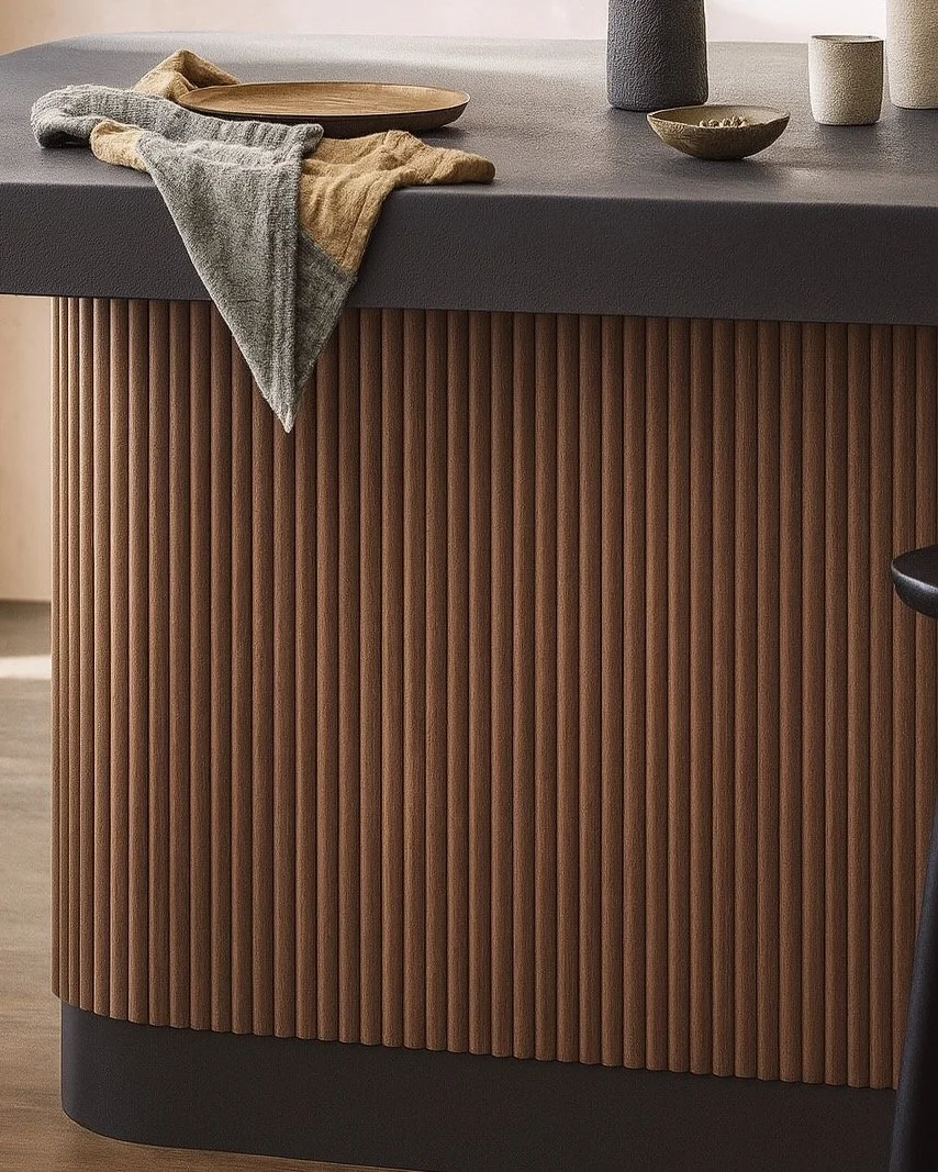 Walnut Ridge Fluted Panels on Kitchen Island