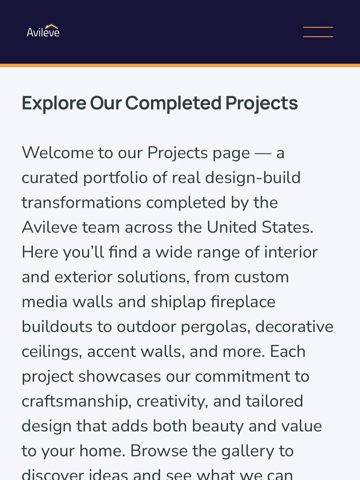 Welcome to our Projects page &mdash; a curated portfolio of real design-build transformations completed by the Avileve team &gt;&gt;&gt; www.avileve.com