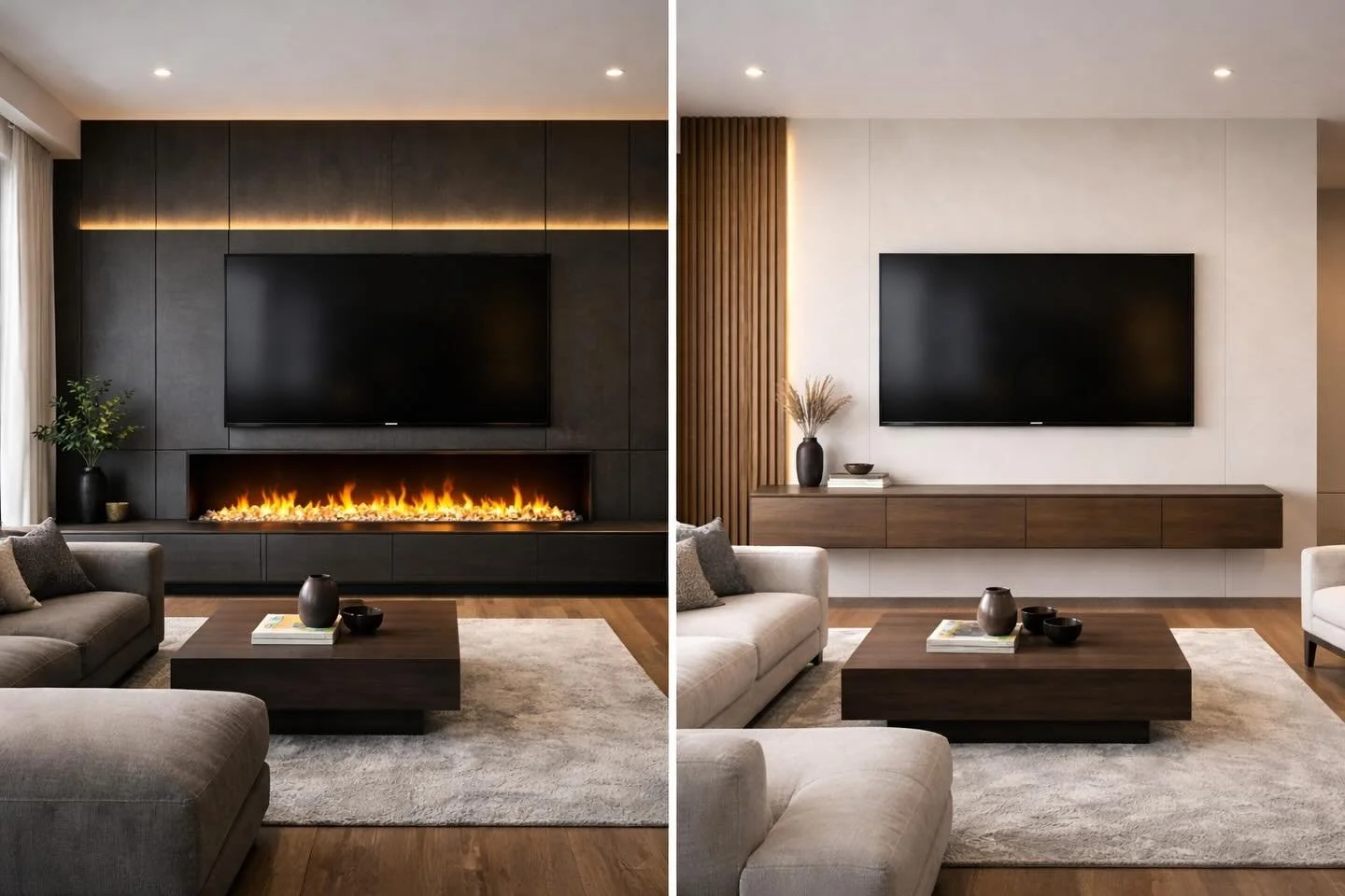 Media Wall With Fireplace vs Media Wall Without Fireplace? 

Custom accent walls, media walls, built-in cabinets, and decorative ceilings designed and installed across Florida | Avileve.com