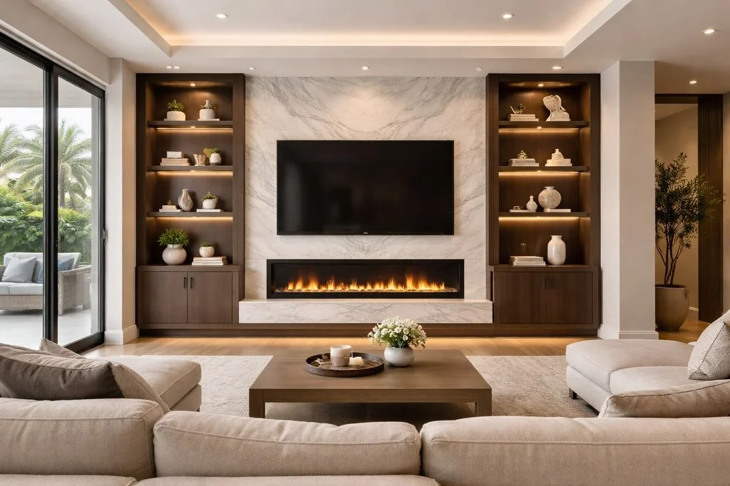 Fireplace Built-In Cabinets in Florida: Media Wall Design, Storage, and Modern Living Room Solutions | Avileve.com