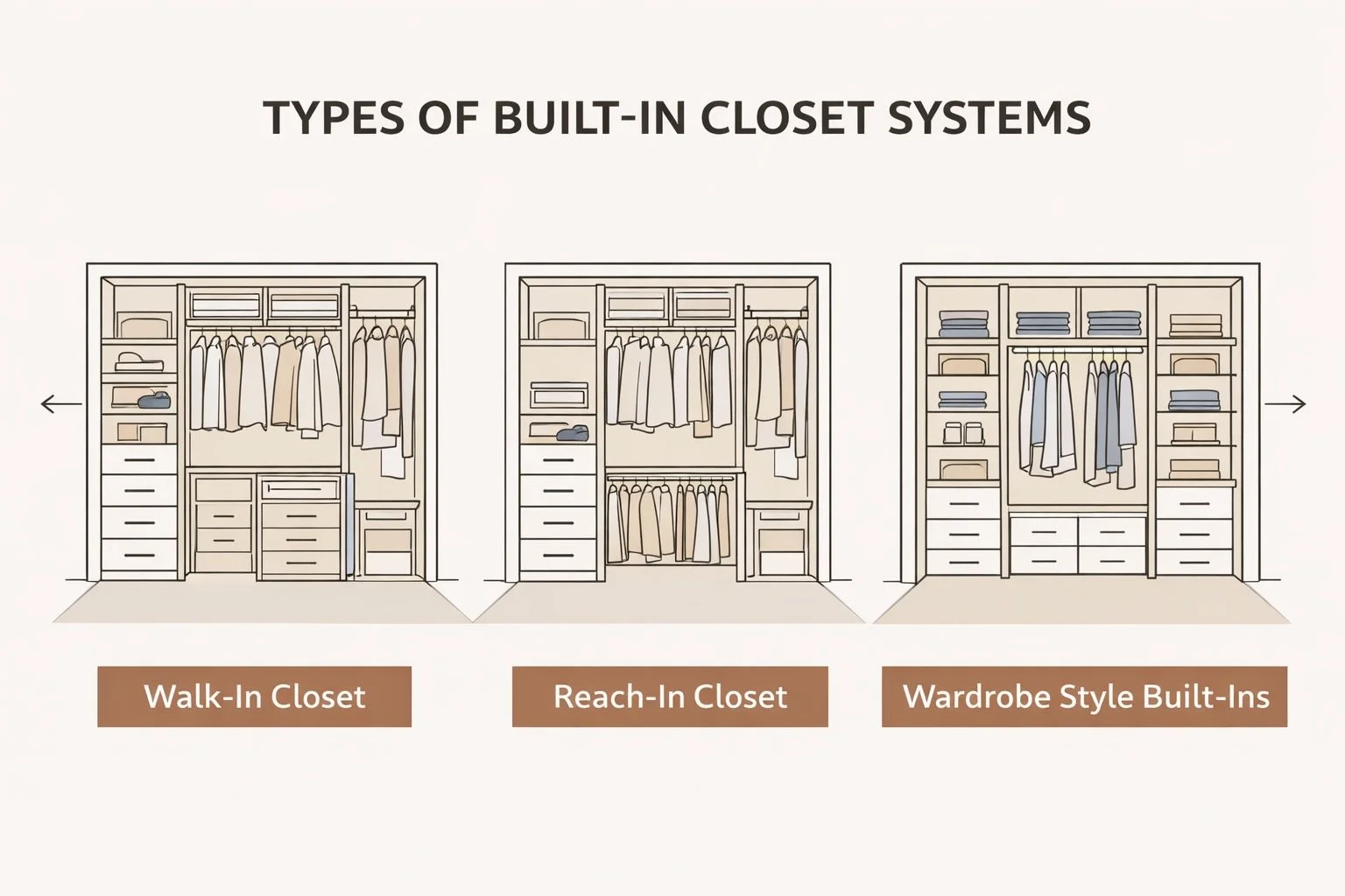 Types of built-in closet systems walk-in closet reach-in closet wardrobe style