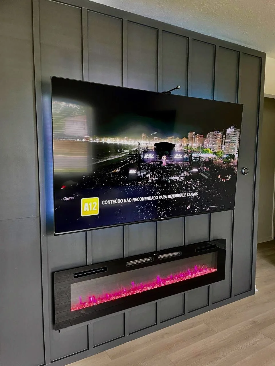 Minimalist Media Wall with Electric Fireplace – Avileve BASE Series