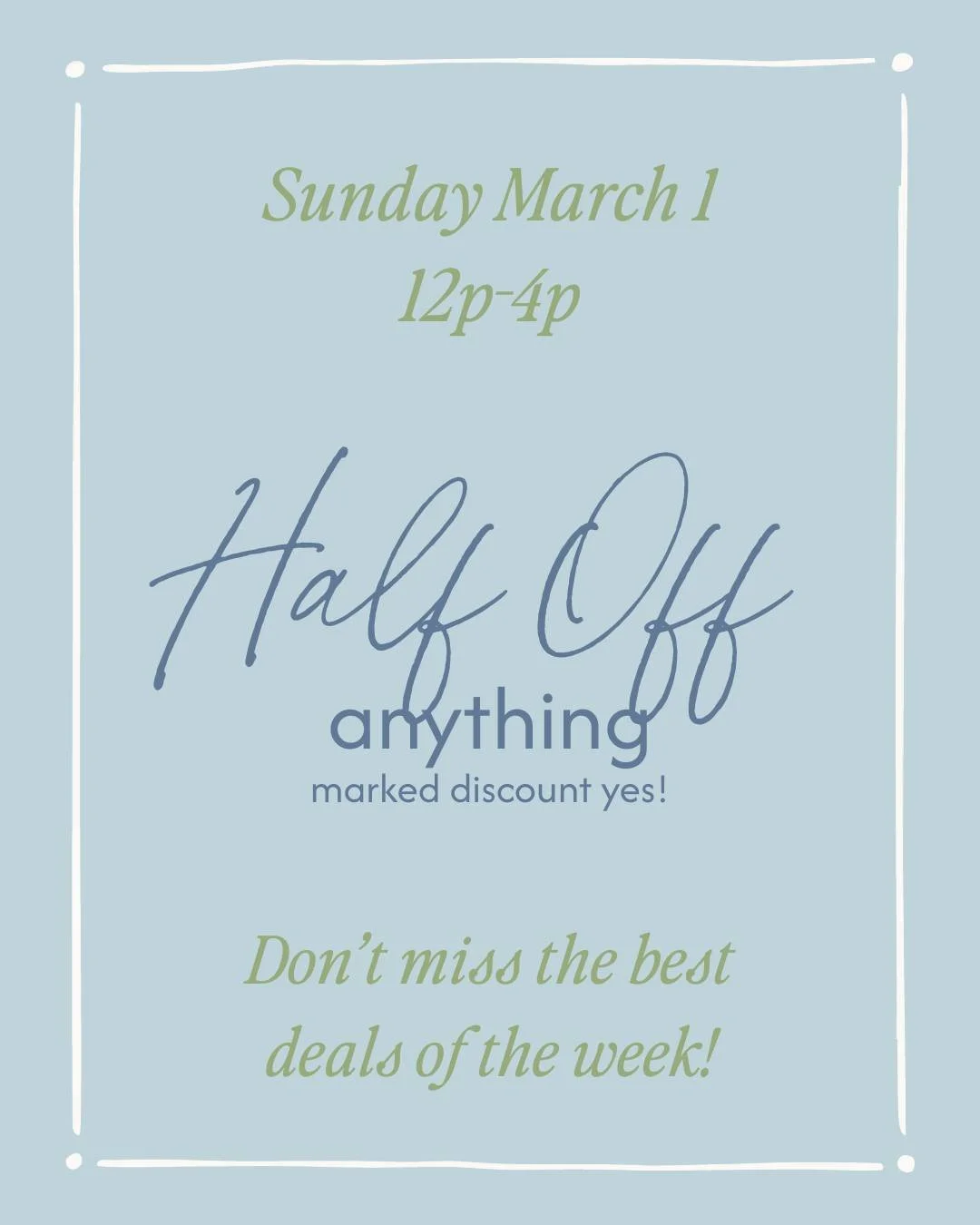 Tomorrow is the day!!! Half off every single item that is marked discount yes! 

Come shop! 🙌
Gate opens at: 11:30a 
Shopping hours: 12p-4p

#auburnalabama #popupevent #shopresale #consignmentpopup #auburnal