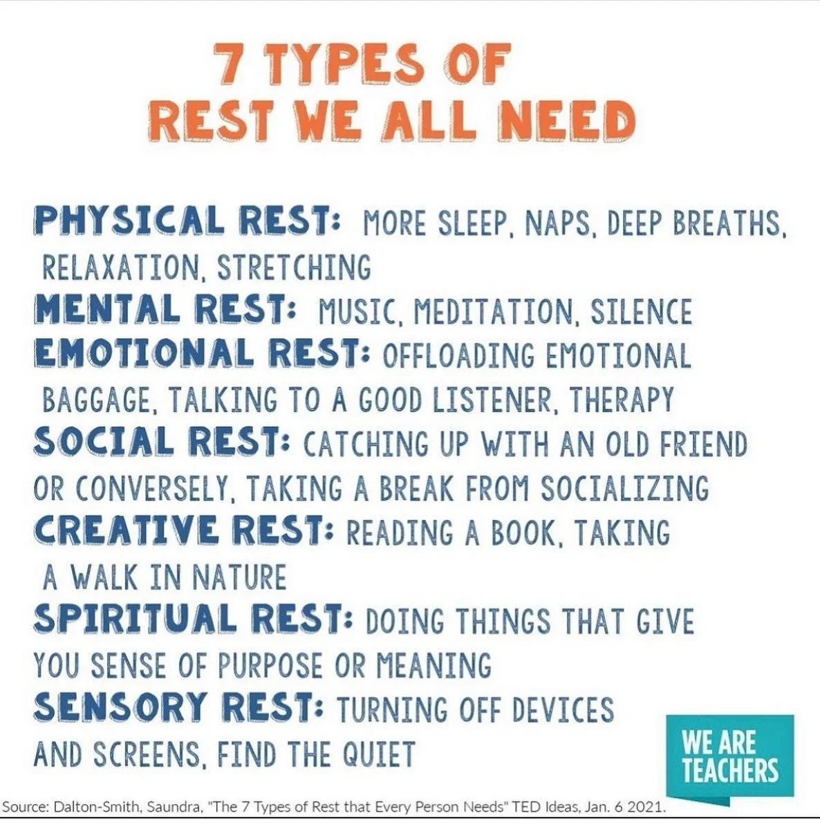 Anybody else running low in these areas? 🙋&zwj;♀️ 

Even if we can&rsquo;t always get the ideal rest we crave, it can be helpful to know that there are needs for rest outside of nighttime sleep. At the very least, maybe this can feel vaidating if yo