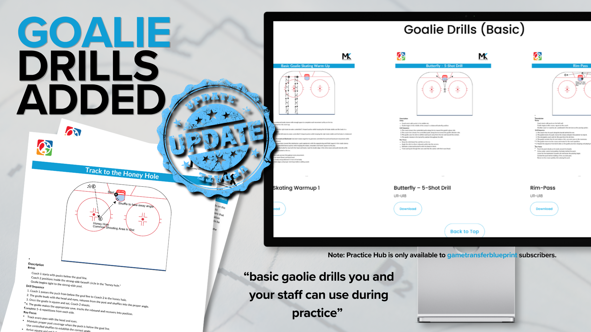 Goalie Drills added to the Practice Hub! 