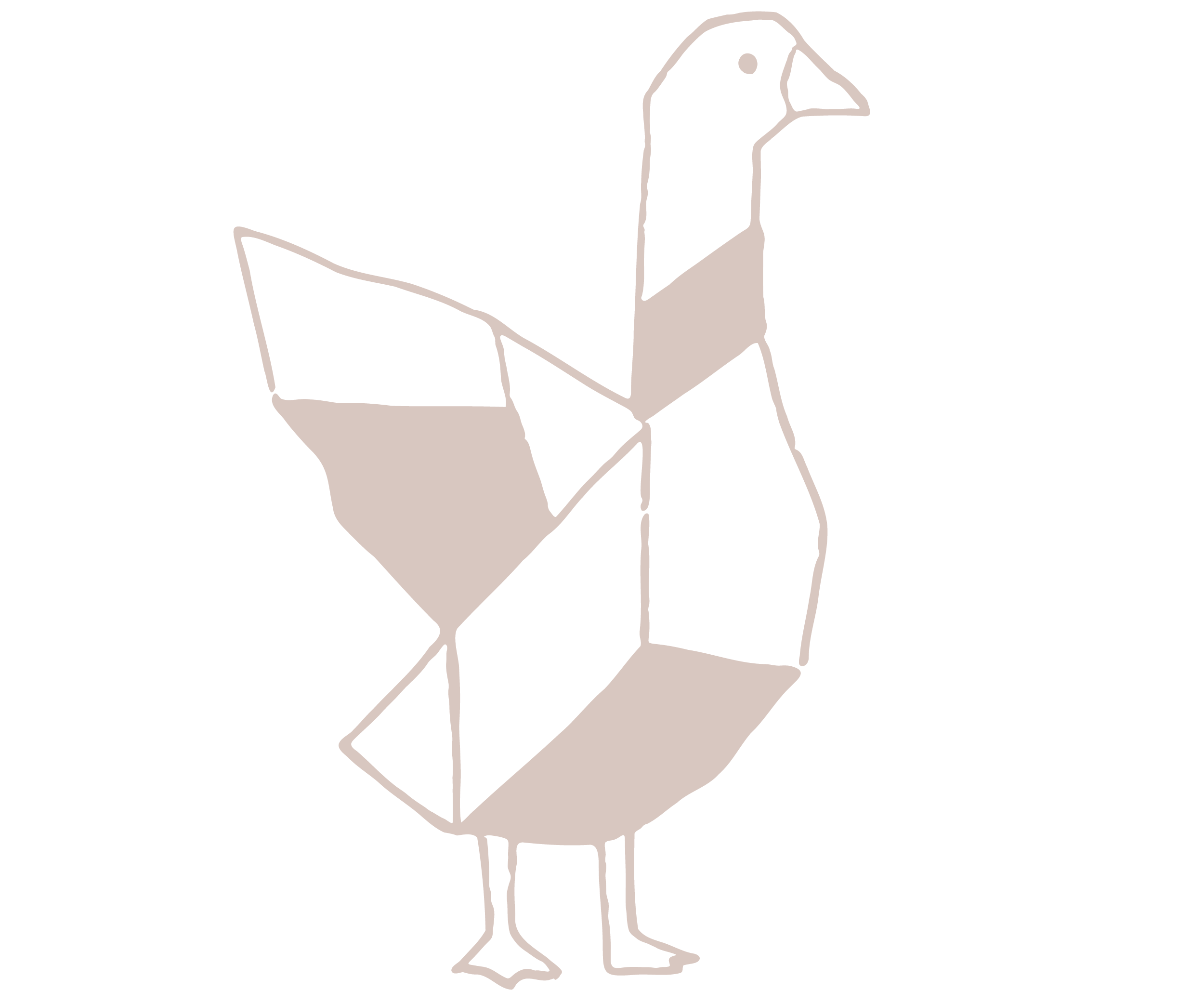 Outline drawing of a goose standing on two legs.