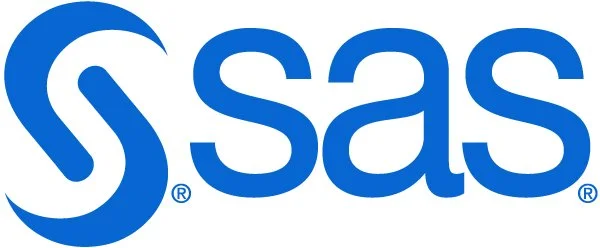 SAS logo with a stylized blue 'S' and lowercase 'sas' text.
