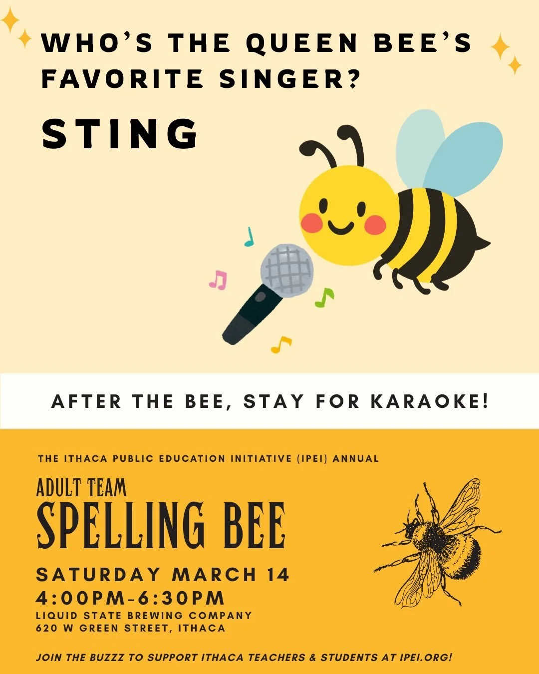 It&rsquo;s ok. We get it. Spelling might not be your thing. That&rsquo;s why this year you can choose to support IPEI by belting your heart out to your favorite songs in our bee karaoke 🎤. Hosted by Brandon Fortenberry with all tips going to IPEI, k
