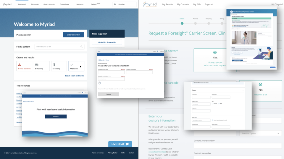 Myriad product array before redesign