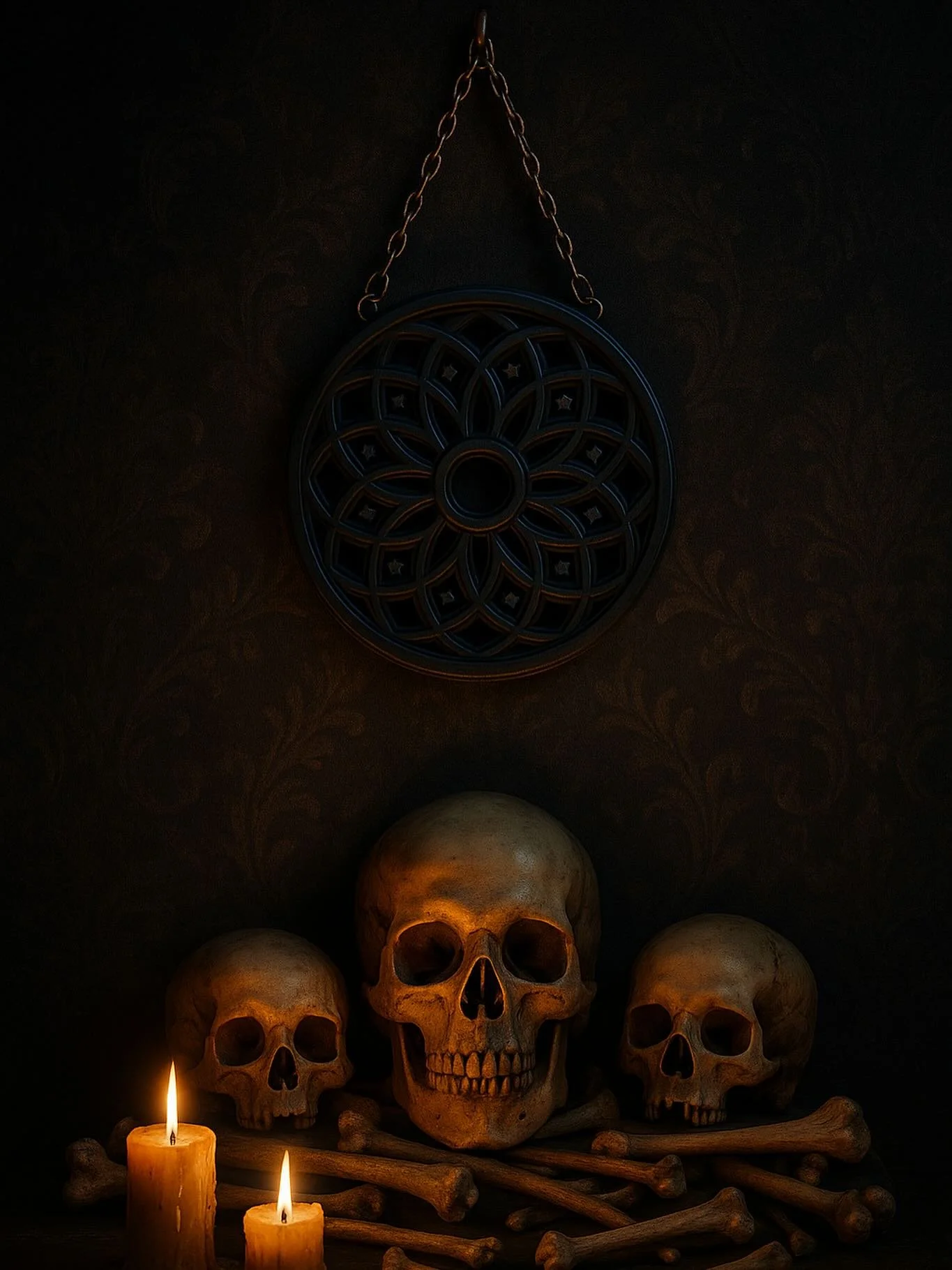 🕯 Witchglass 🕯

An arcane window into realms unseen &mdash; this gothic rose window wall piece is crafted to channel the allure of ancient cathedrals and midnight rituals. A perfect focal point for those who seek beauty steeped in shadow and myster