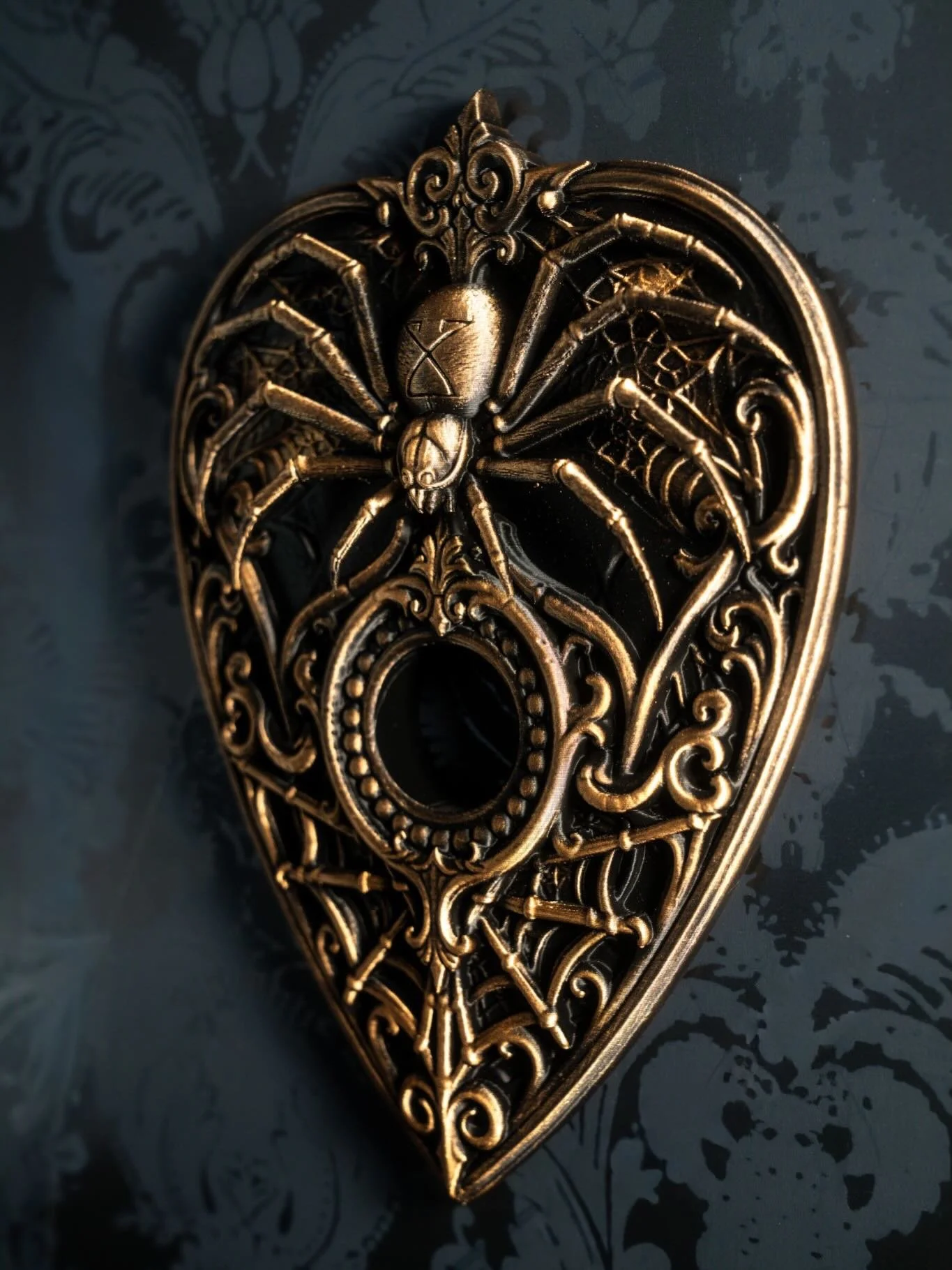 Venomlace 🕸️🖤

Featuring an ornate web, skeletal details, and a watchful widow at its center, Venomlace is the perfect statement piece for those who prefer their d&eacute;cor a little darker.

Available in Black or Antique Gold.
🕷️ $25
🖤 Availabl