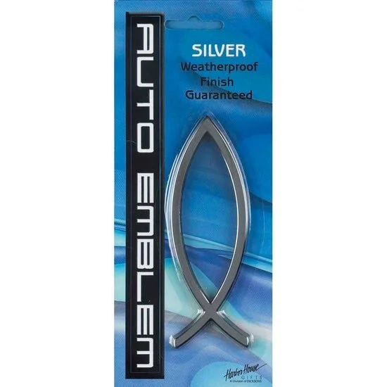 Silver Jesus Fish Auto Emblem