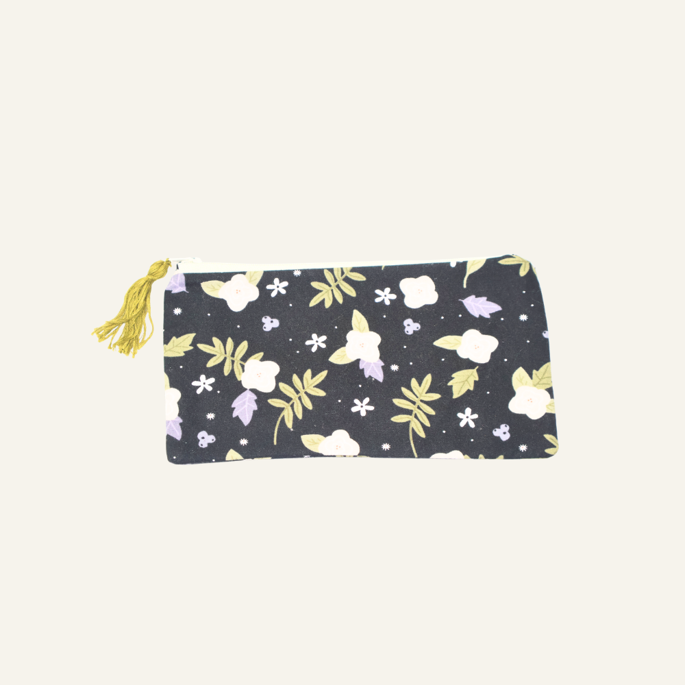 Floral Elegance Hand-Sewn Zipper Pouch