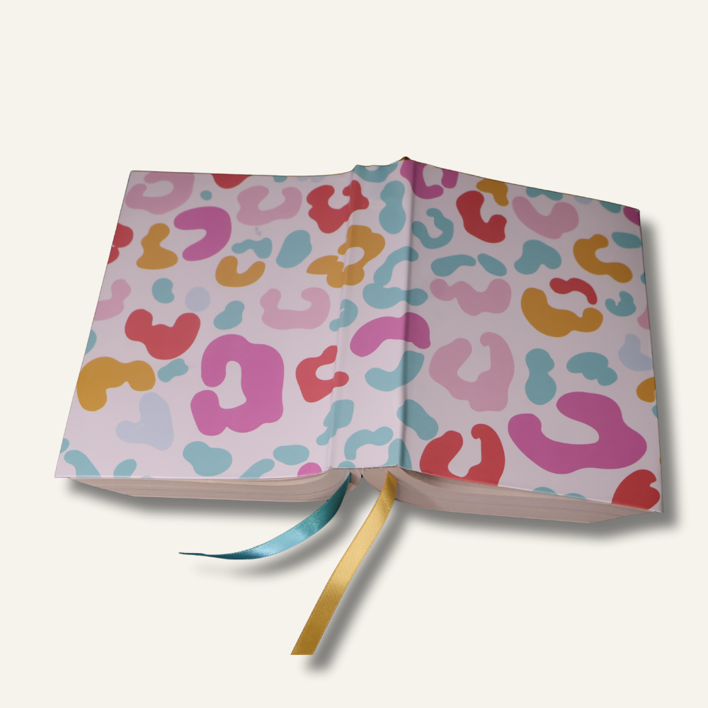Pink, Orange & Teal Leopard Covered Bible