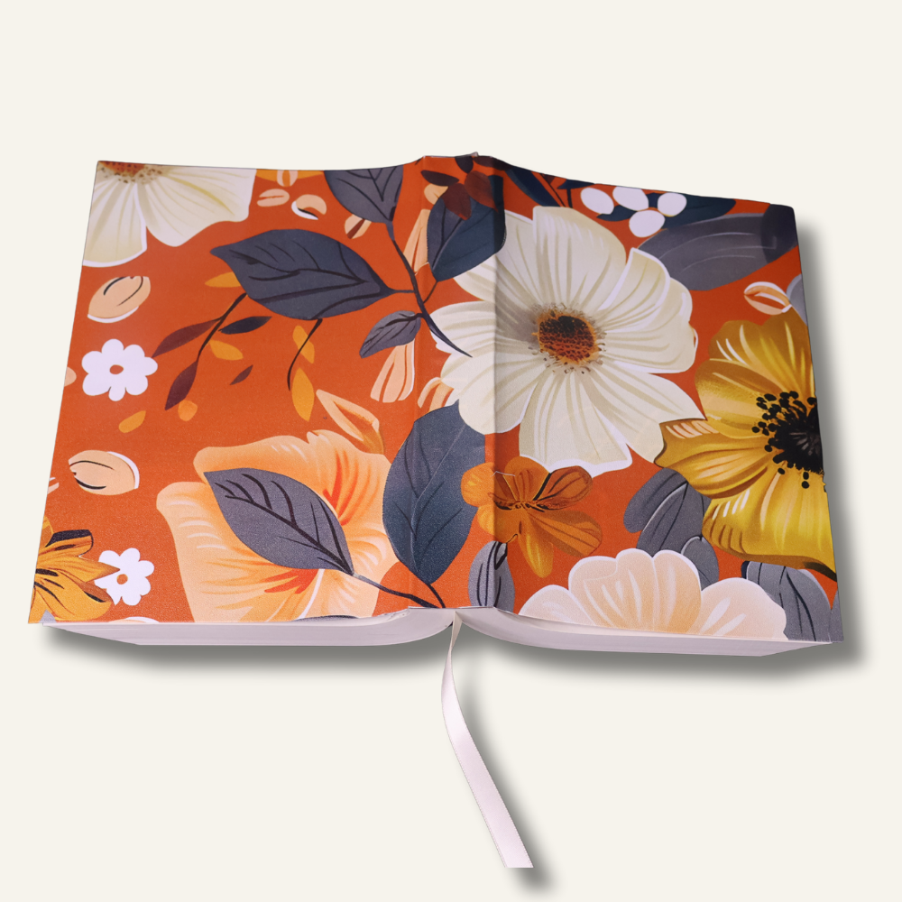 Orange Floral Covered Bible