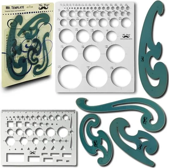 Mr. Pen 6-Piece French Curve and Template Ruler Set