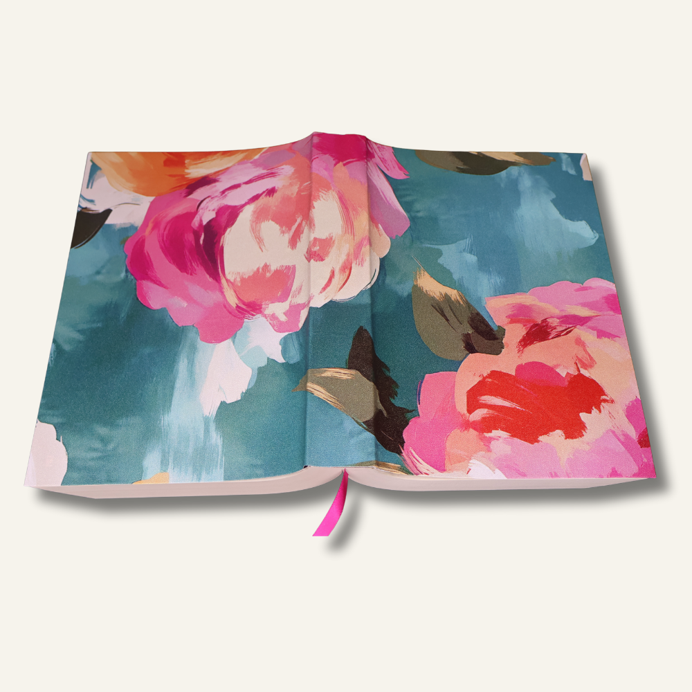 Teal Floral Covered Bible