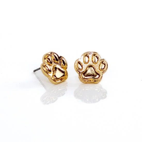Gold Paw Print Earrings