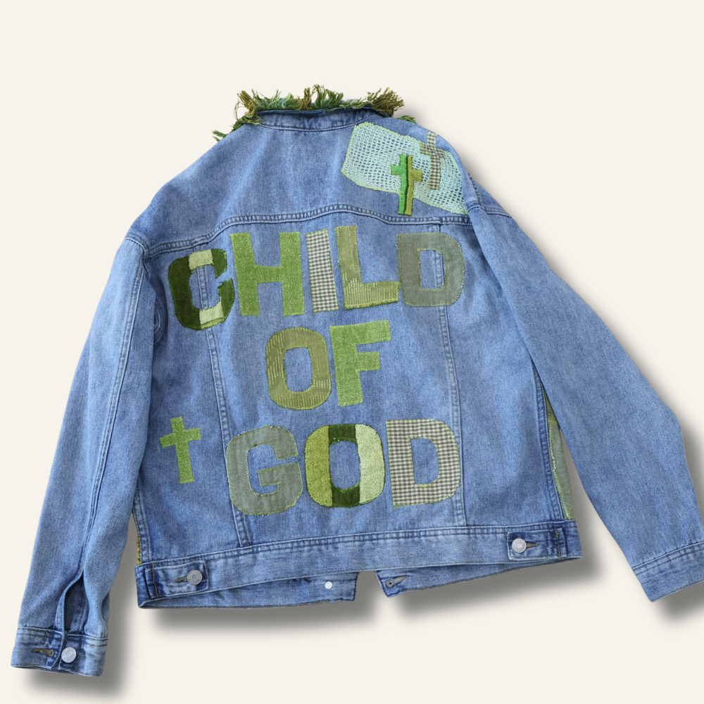 'Child of God' Repurposed Denim Jacket - Large