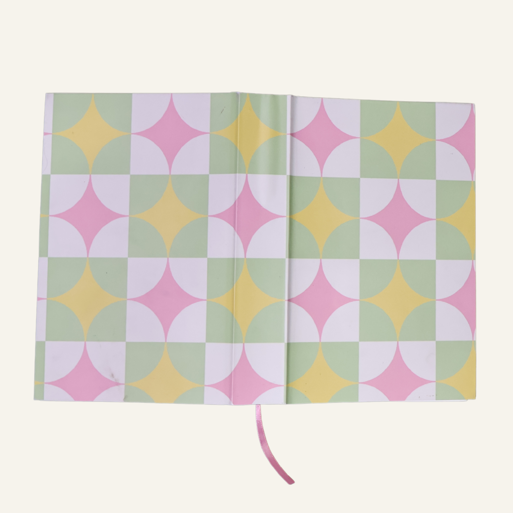 Pink & Yellow Sunbursts on Green & White Checkers Covered Bible