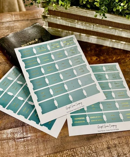Elegant teal tones Bible Book Tabs