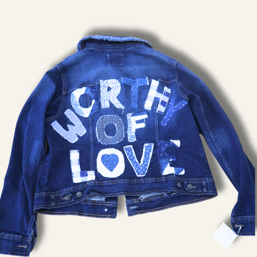 RePUROSE Fabric Denim Jacket "Worthy of Love" - Size XL