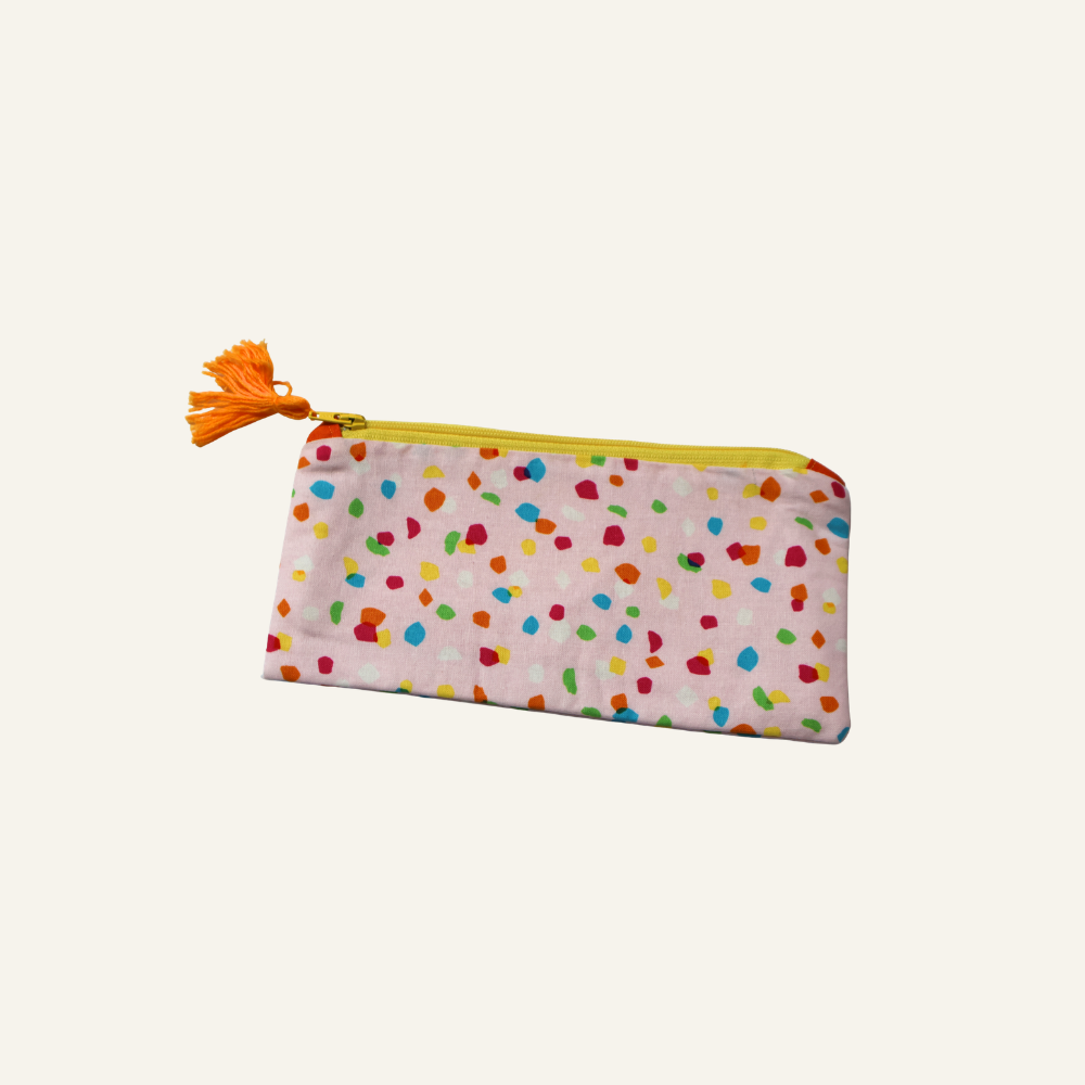 Vibrant Hand-Sewn Zippered Pouch